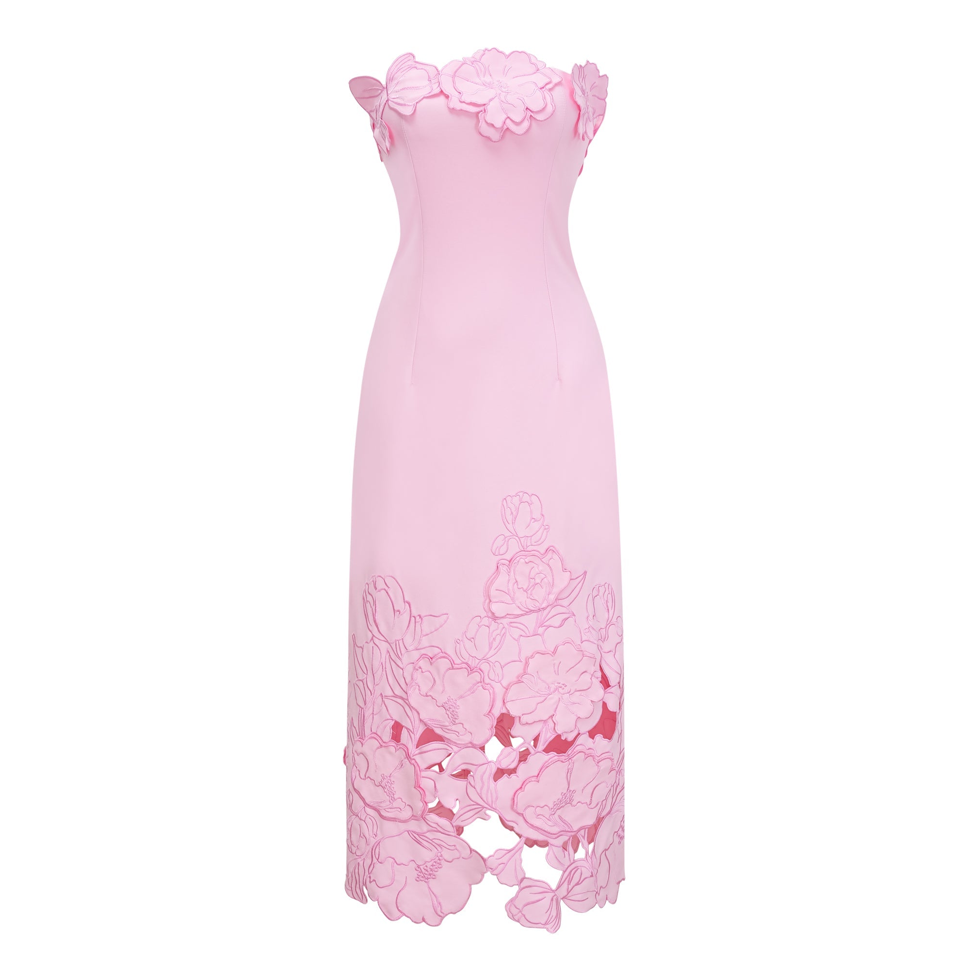 Inga Pink Strapless Floral Embroidered Maxi Dress (Final Sale-US Only)