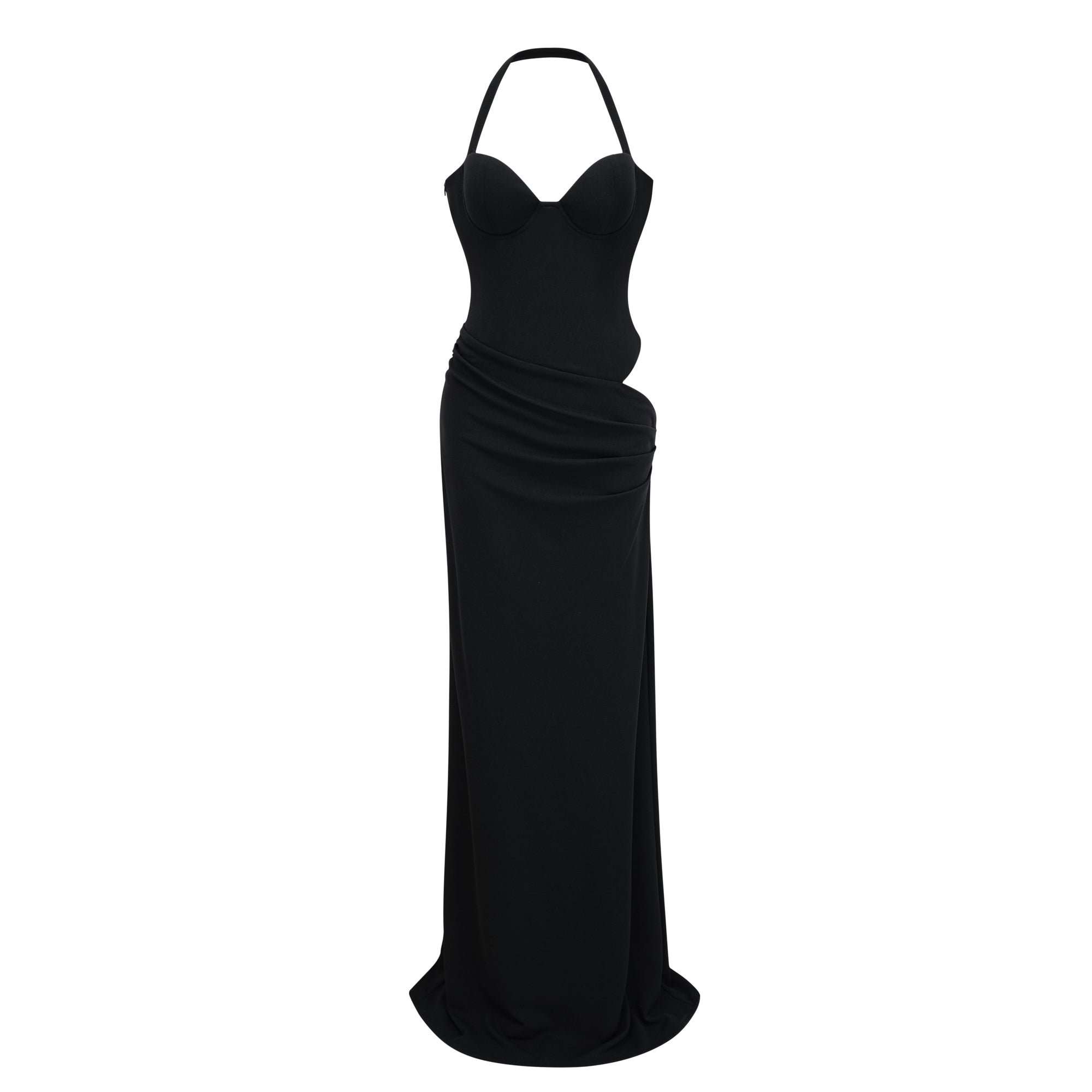 Kaelin Black Halterneck Cut Out  Maxi Dress (Final Sale)