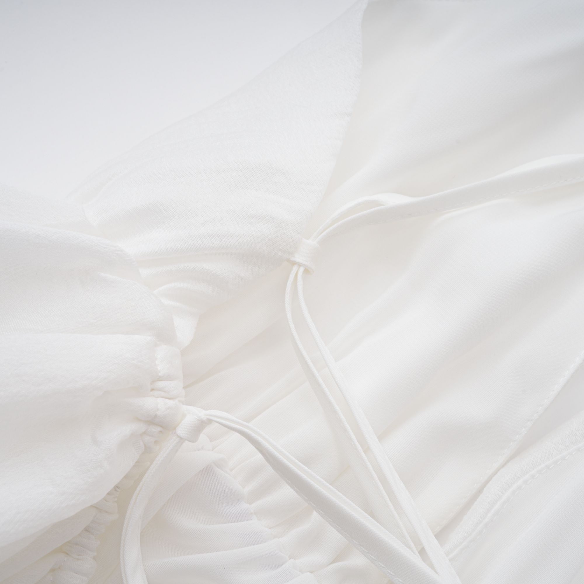 Quincie white shirred flounced mini dress (Final Sale)
