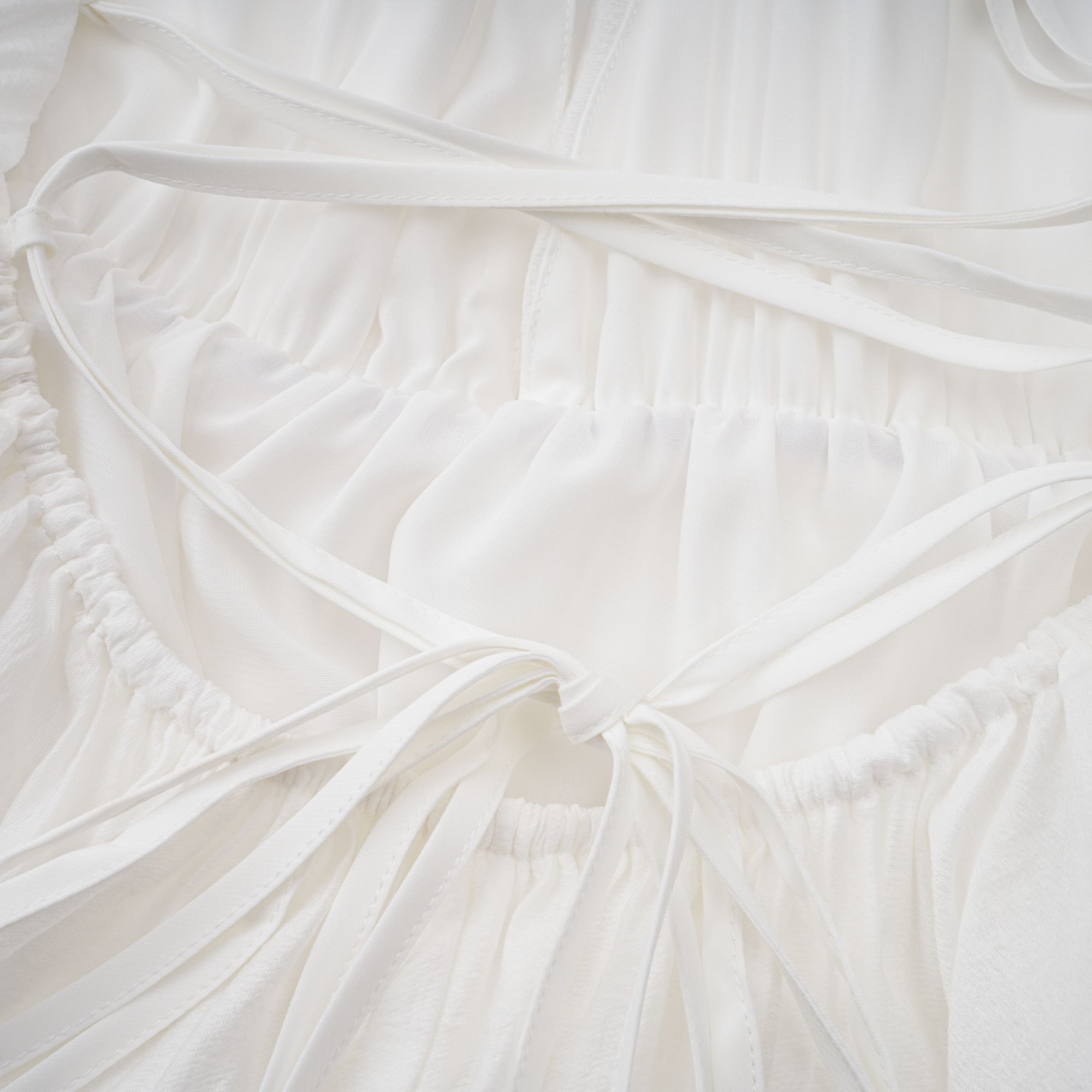 Quincie white shirred flounced mini dress (Final Sale)