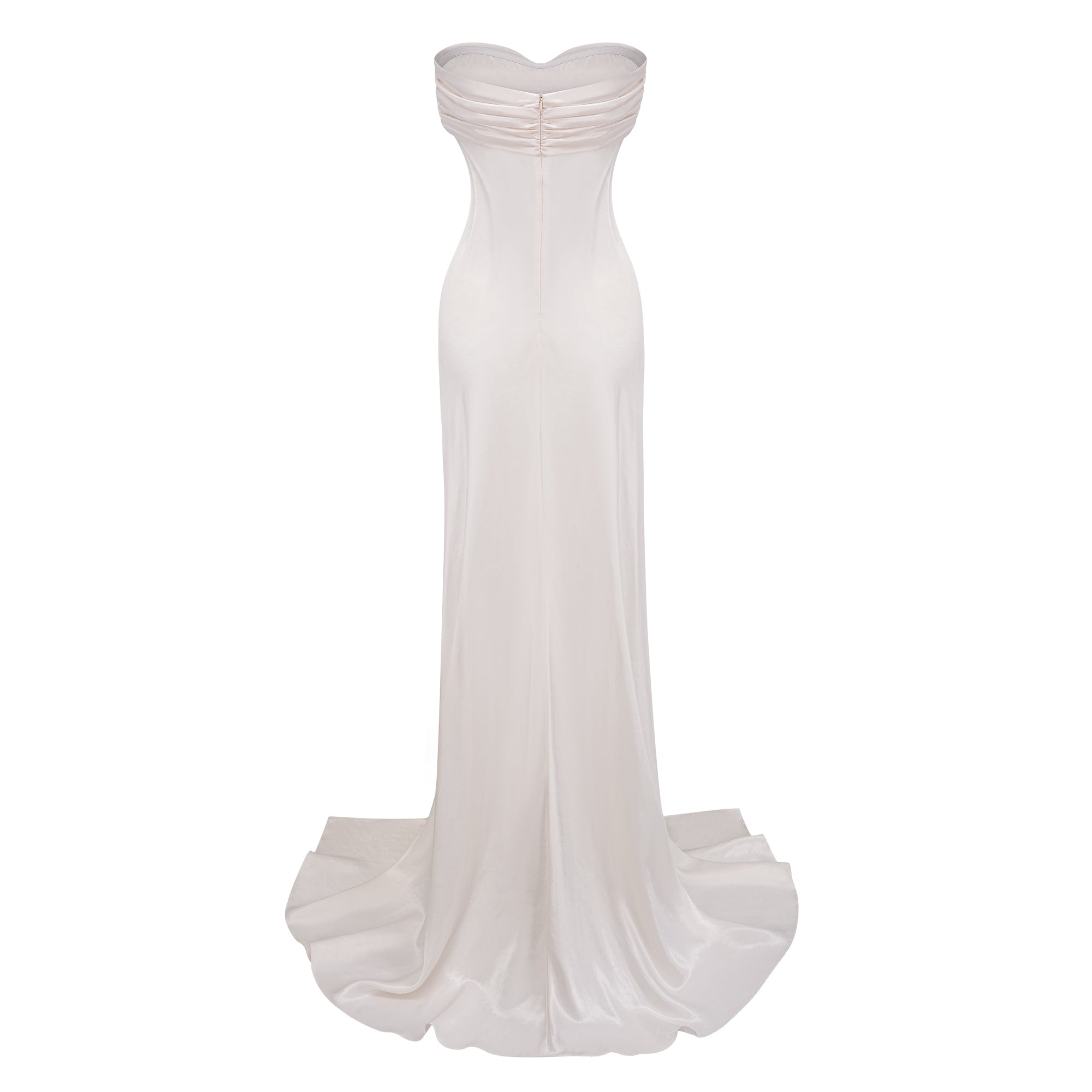 Lilla Beige Strapless Ruffled Satin Maxi Dress (Final Sale)