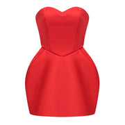 Laure Red Heart Off-shoulder Mini Dress