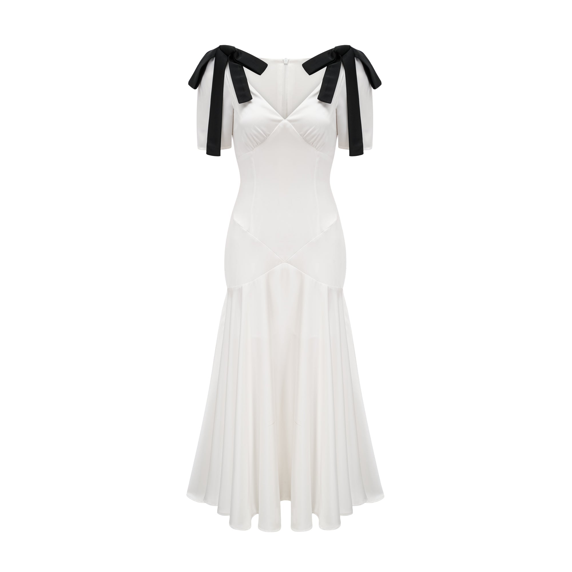 Cyrielle ribbon-detail puff-sleeve maxi dress