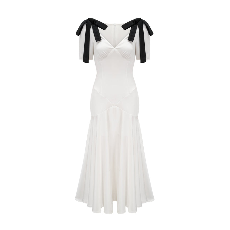 Cyrielle ribbon-detail puff-sleeve maxi dress (Final Sale)