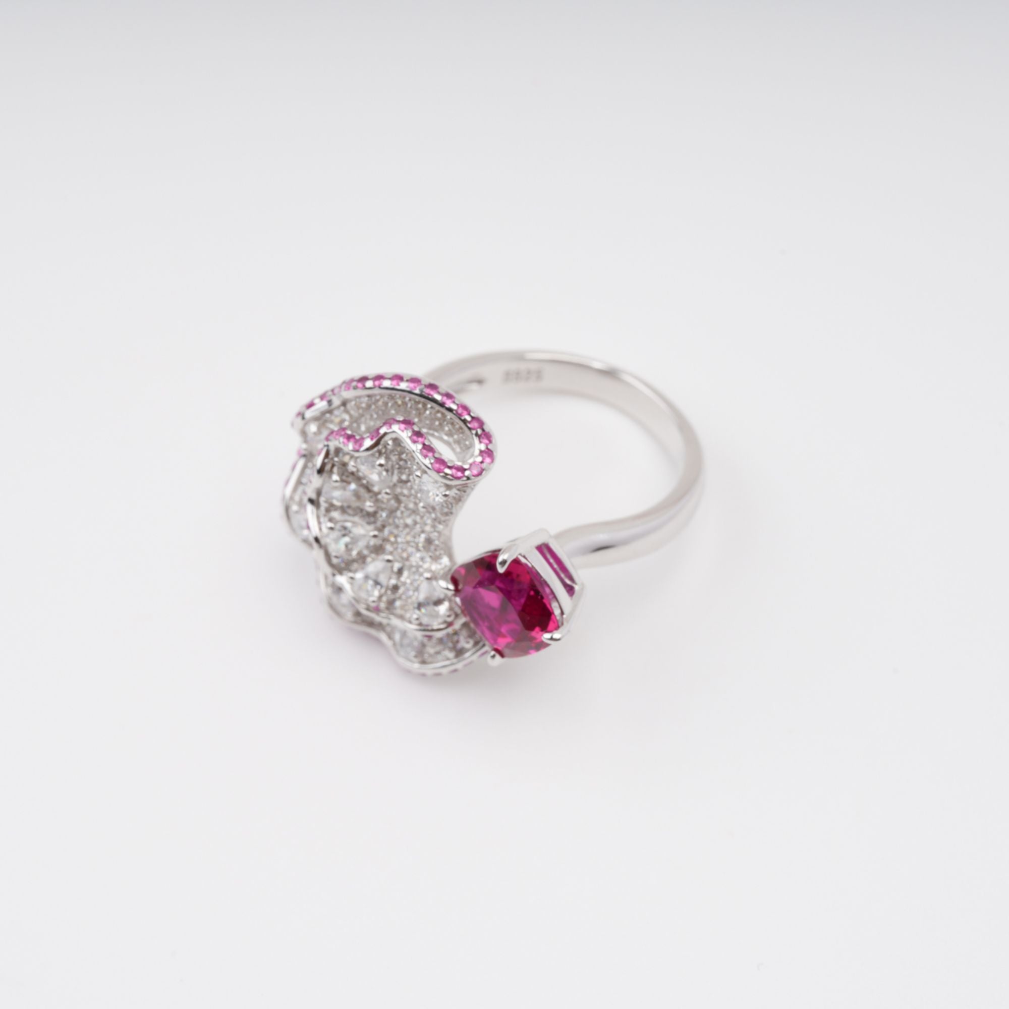 Daphné Rose Pink Moonlit Wave Adjustable Sterling Silver Ring