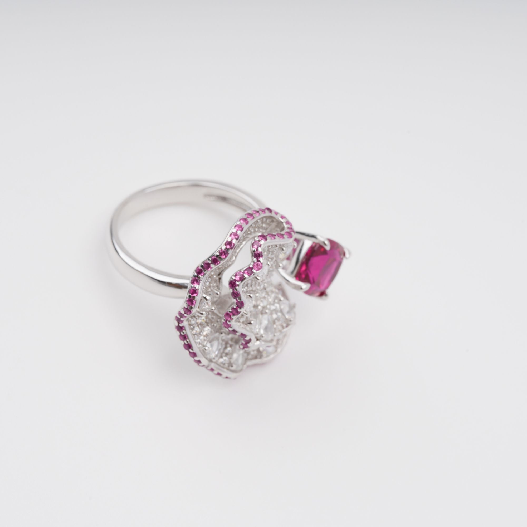 Daphné Rose Pink Moonlit Wave Adjustable Sterling Silver Ring