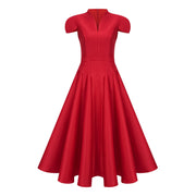 Aventin Red Godet Design Midi Dress (Final Sale-US Only)