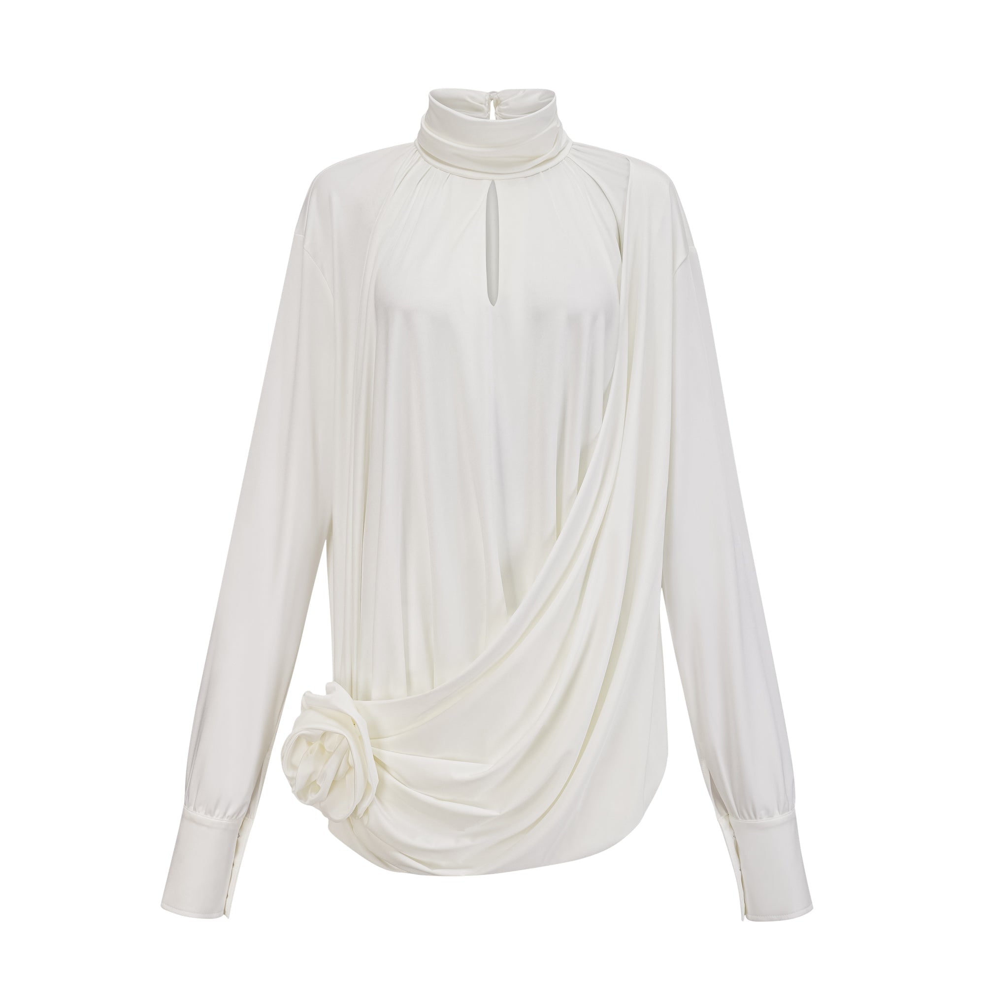 Maeva faux-flower ruched mini dress in White (Final Sale-US Only)