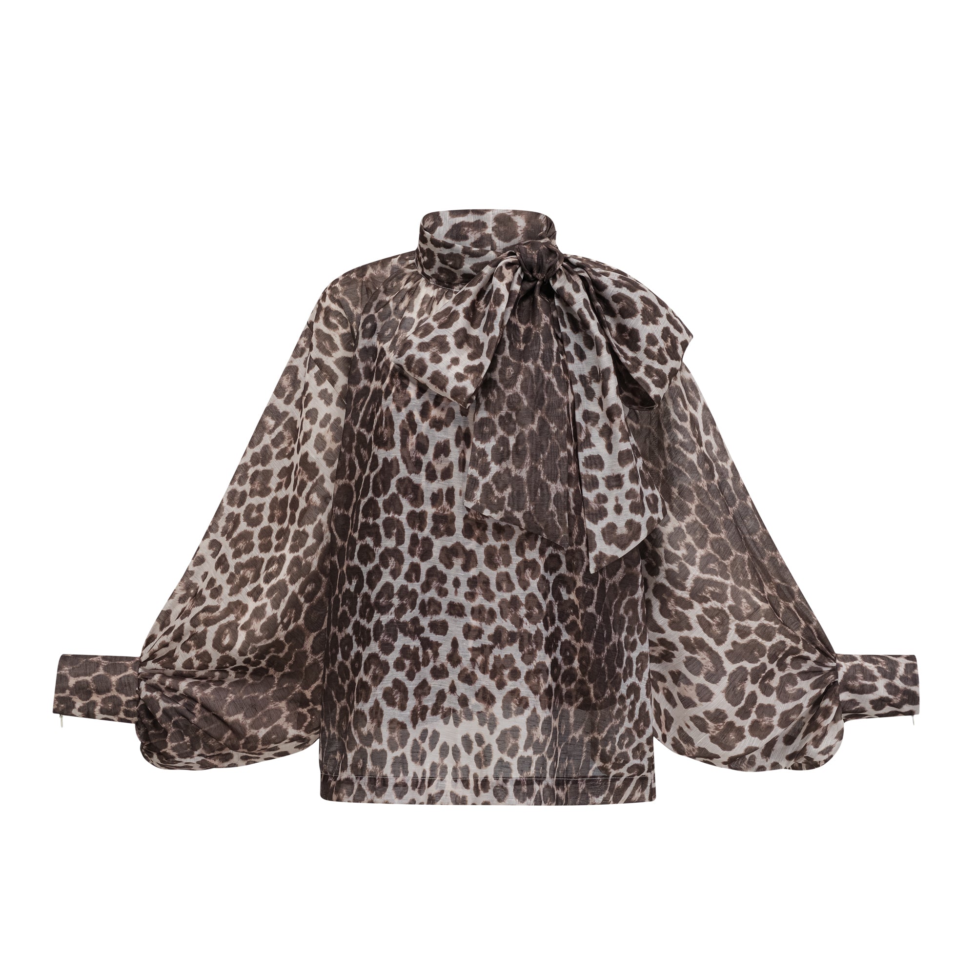Belle leopard-print oversize-sleeved blouse