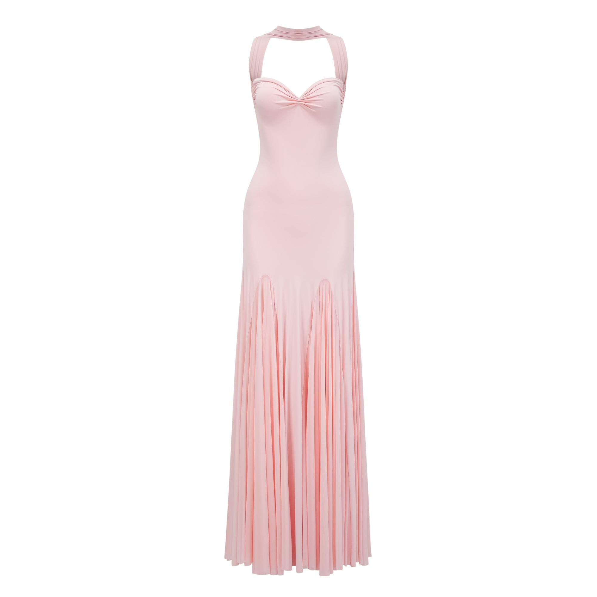 Rêverie Pink Sweetheart Neck Maxi Dress