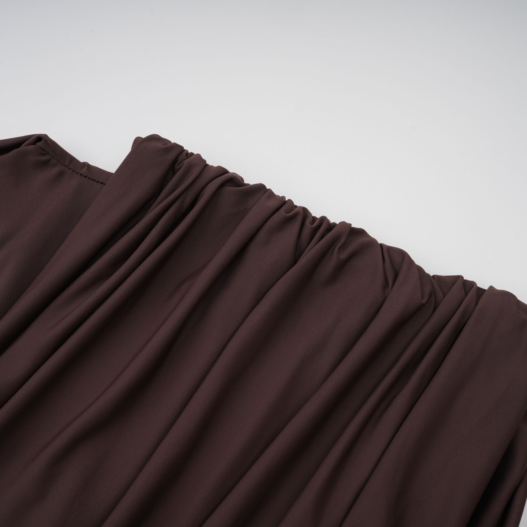 Fée Brown Asymmetrical Ruched Mini Dress