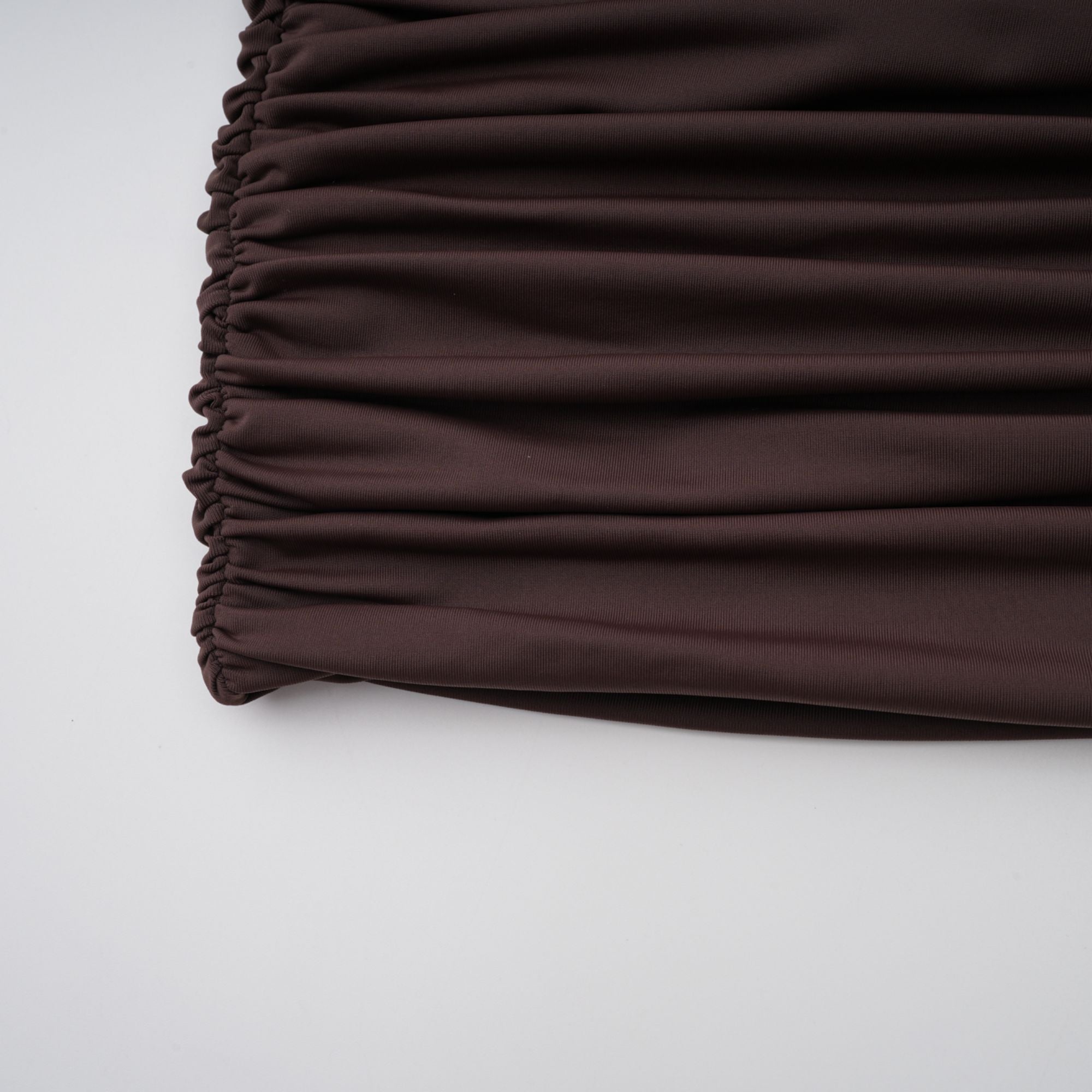 Fée Brown Asymmetrical Ruched Mini Dress
