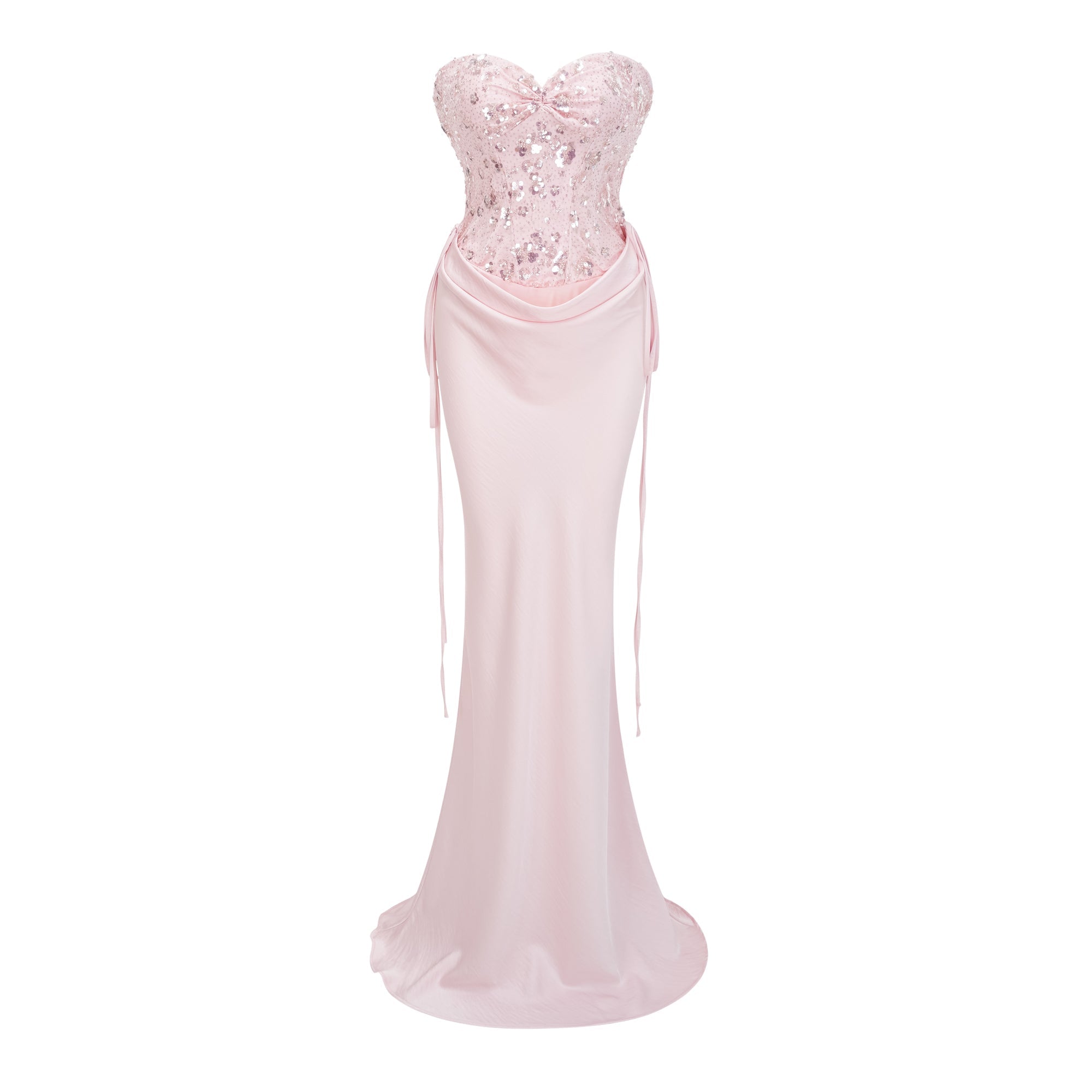 Teodora Pink Corseted Bodysuit & Satin Skirt Set