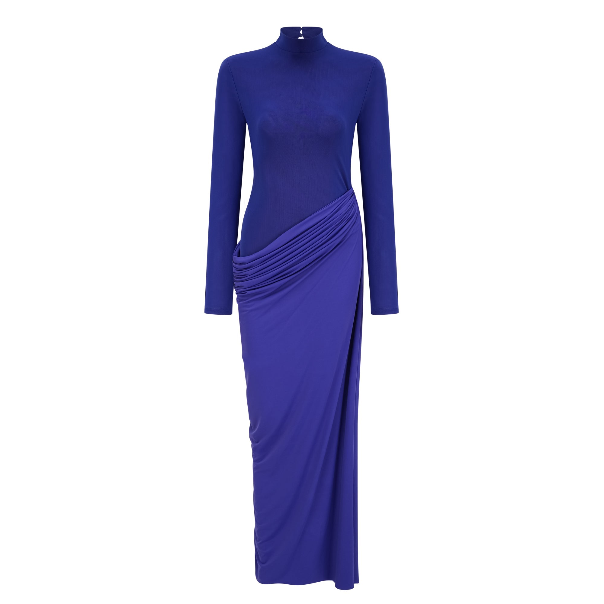 Éva Blue Draped Gathered Maxi Dress