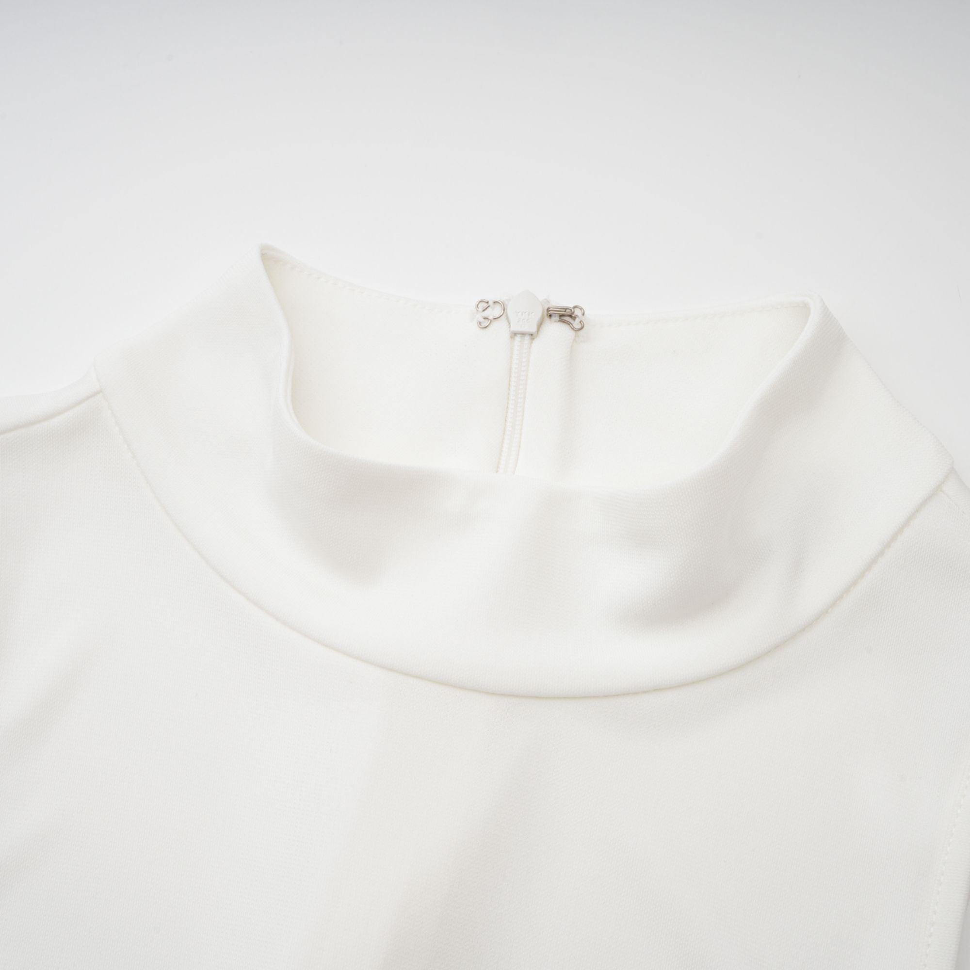 Mystérieuse White Turtleneck Draped Maxi Dress