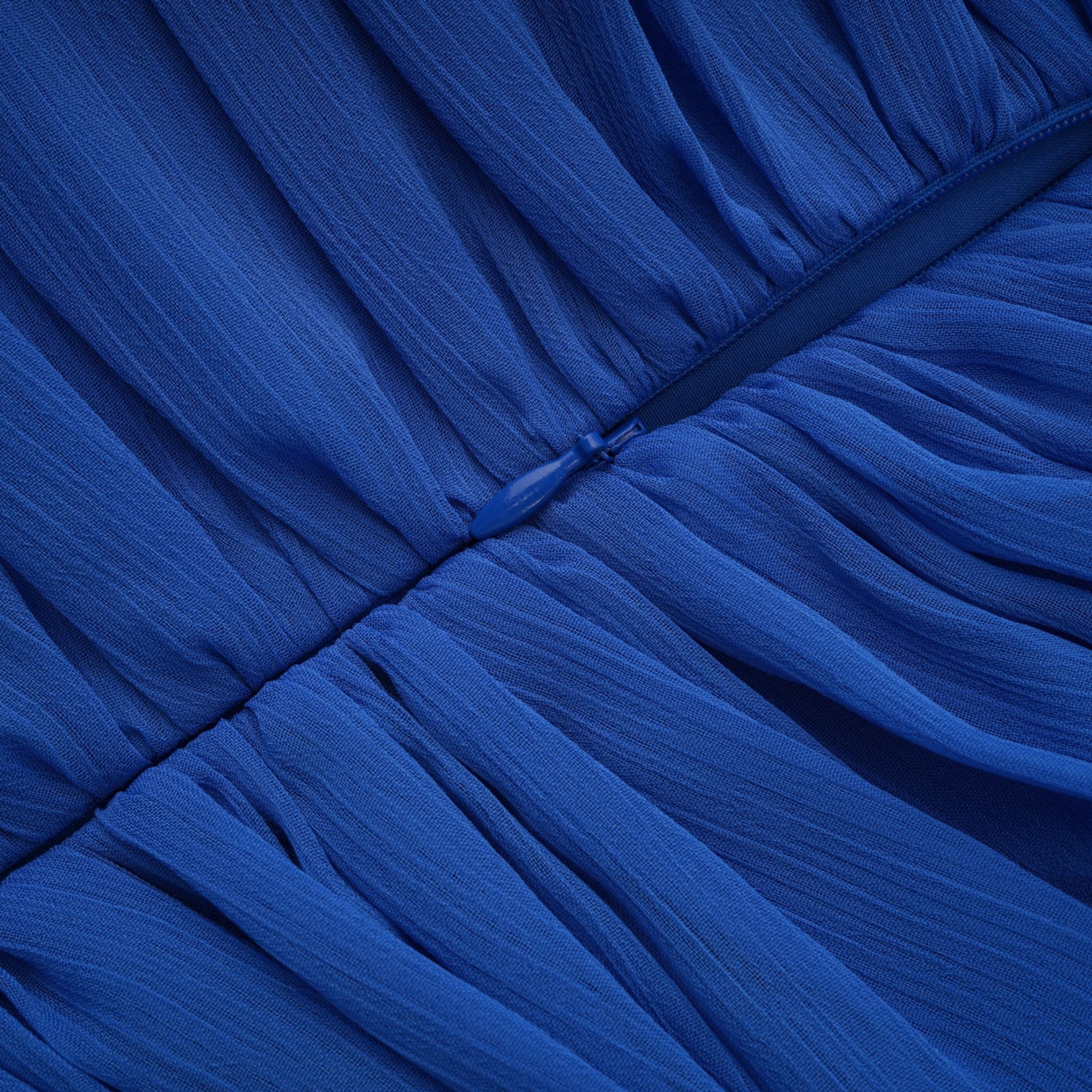 Faustine Blue Cape Design Ruched Maxi Dress (Final Sale-US Only)