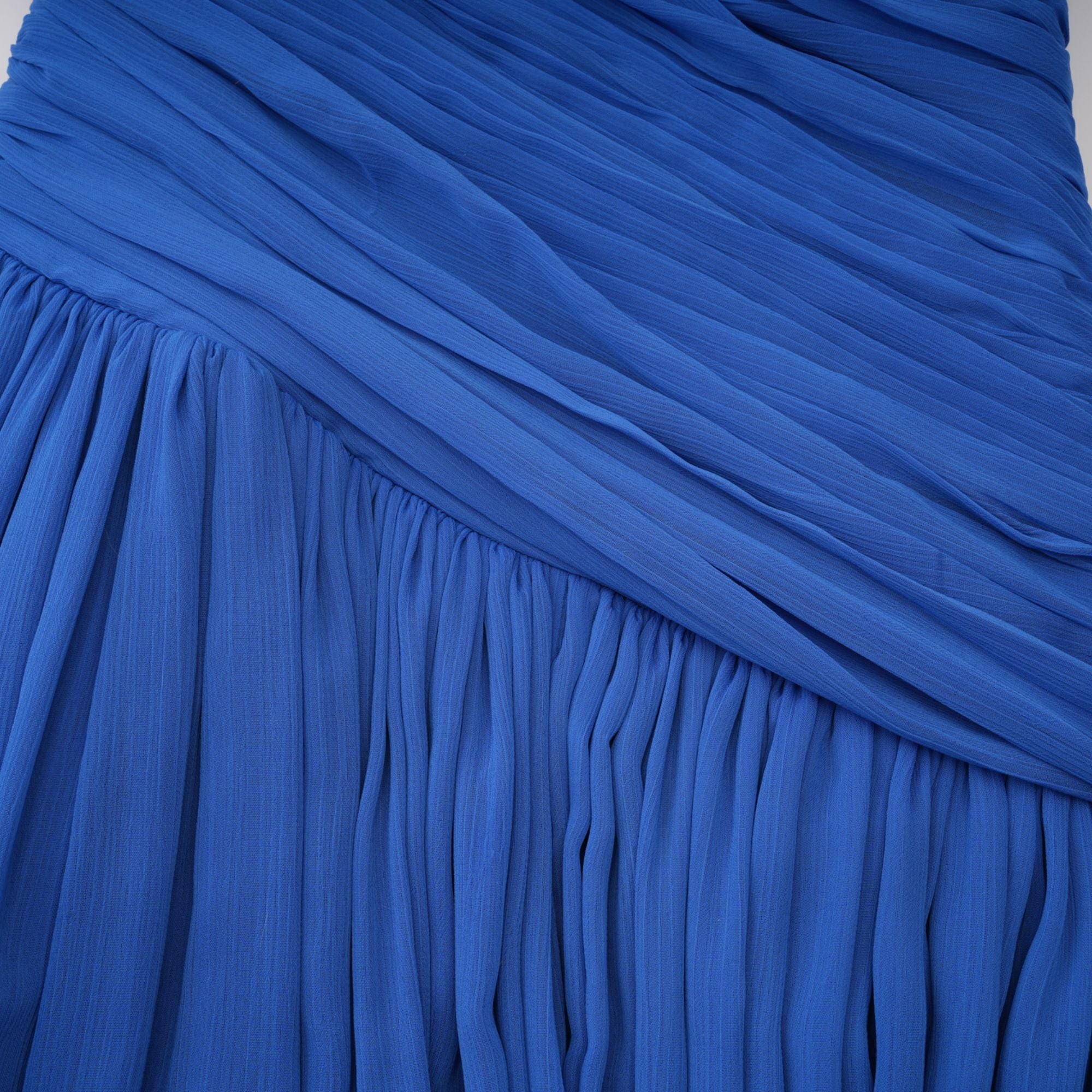 Faustine Blue Cape Design Ruched Maxi Dress (Final Sale-US Only)