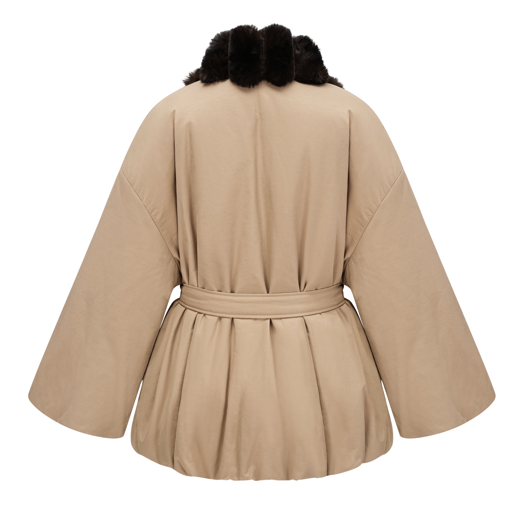 Ileana Khaki Fur Trim Bubble Down Jacket (Final Sale)