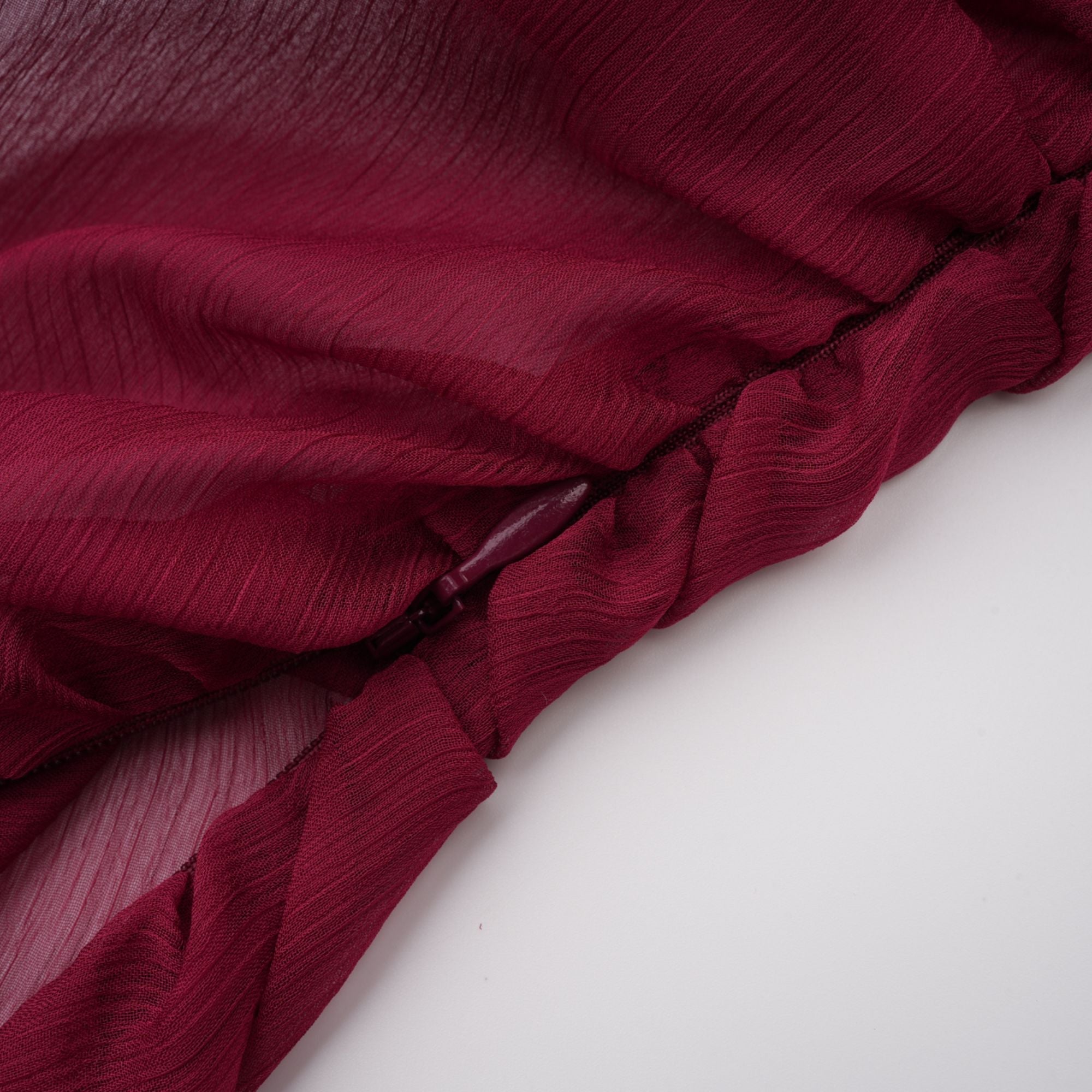 Théa Burgundy Asymmetrical Ruched Mini Dress (Final Sale-US Only)