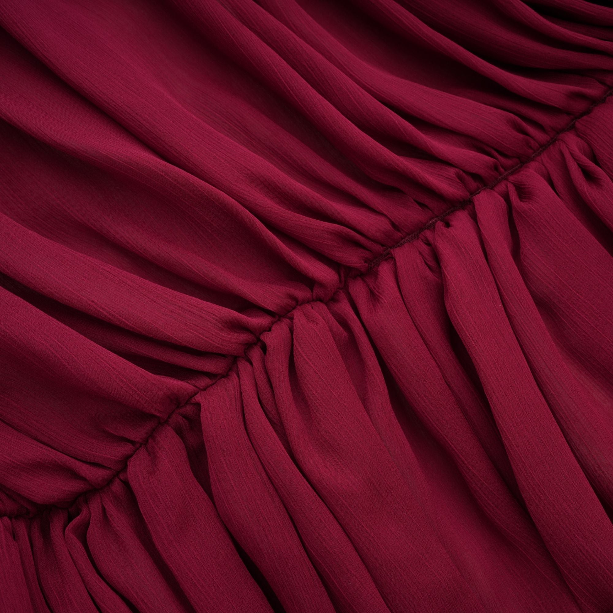 Théa Burgundy Asymmetrical Ruched Mini Dress (Final Sale-US Only)