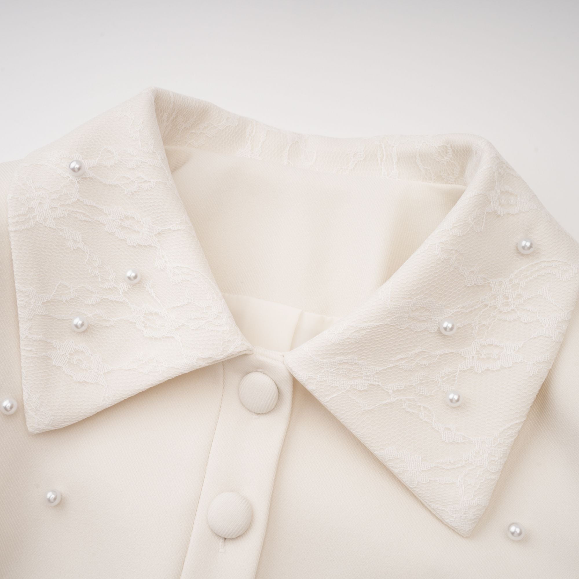 Maja White Faux Pearl Jacket & Pleated Skirt Set