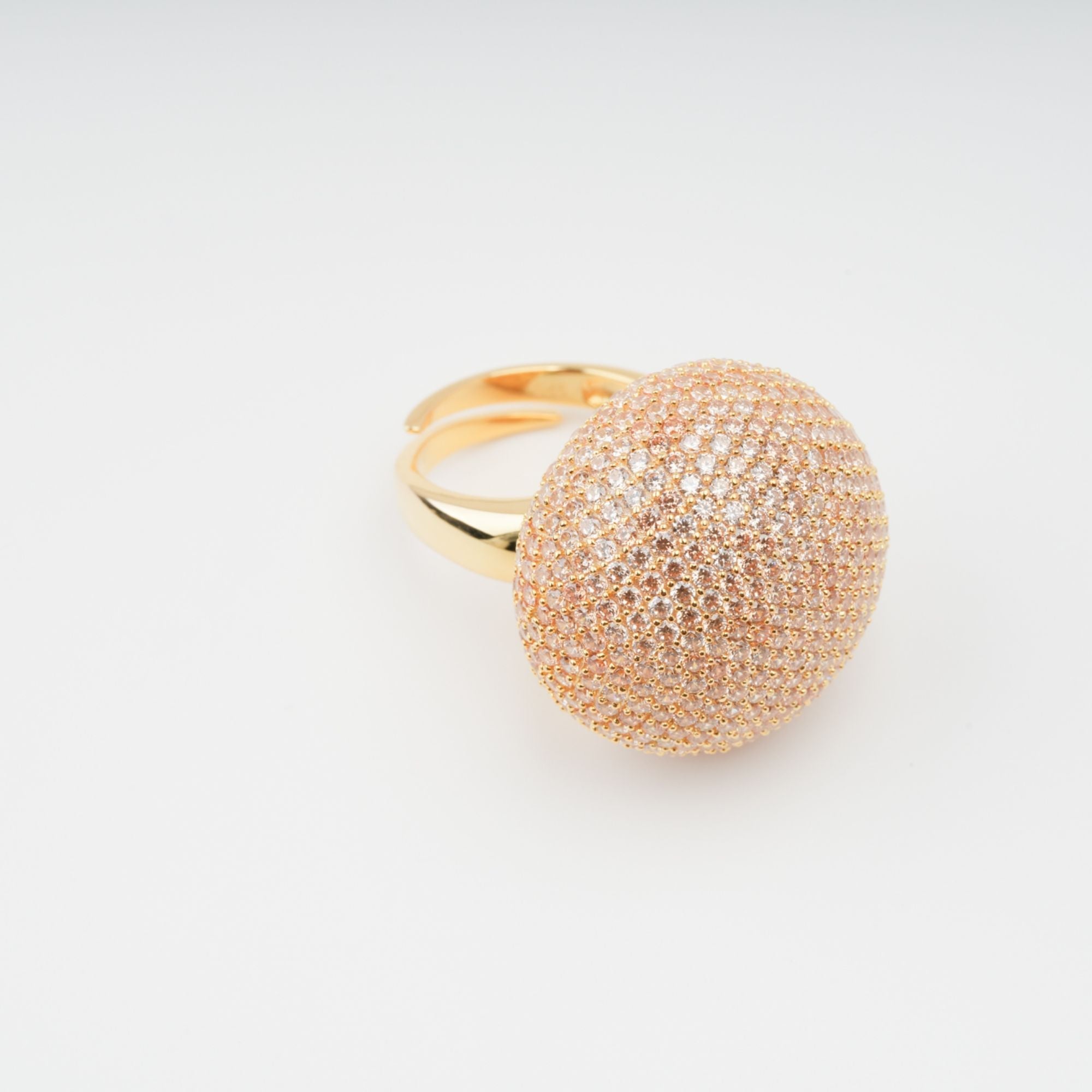 Radieuse Gold Tone Crystal Embellished Sterling Silver Ring