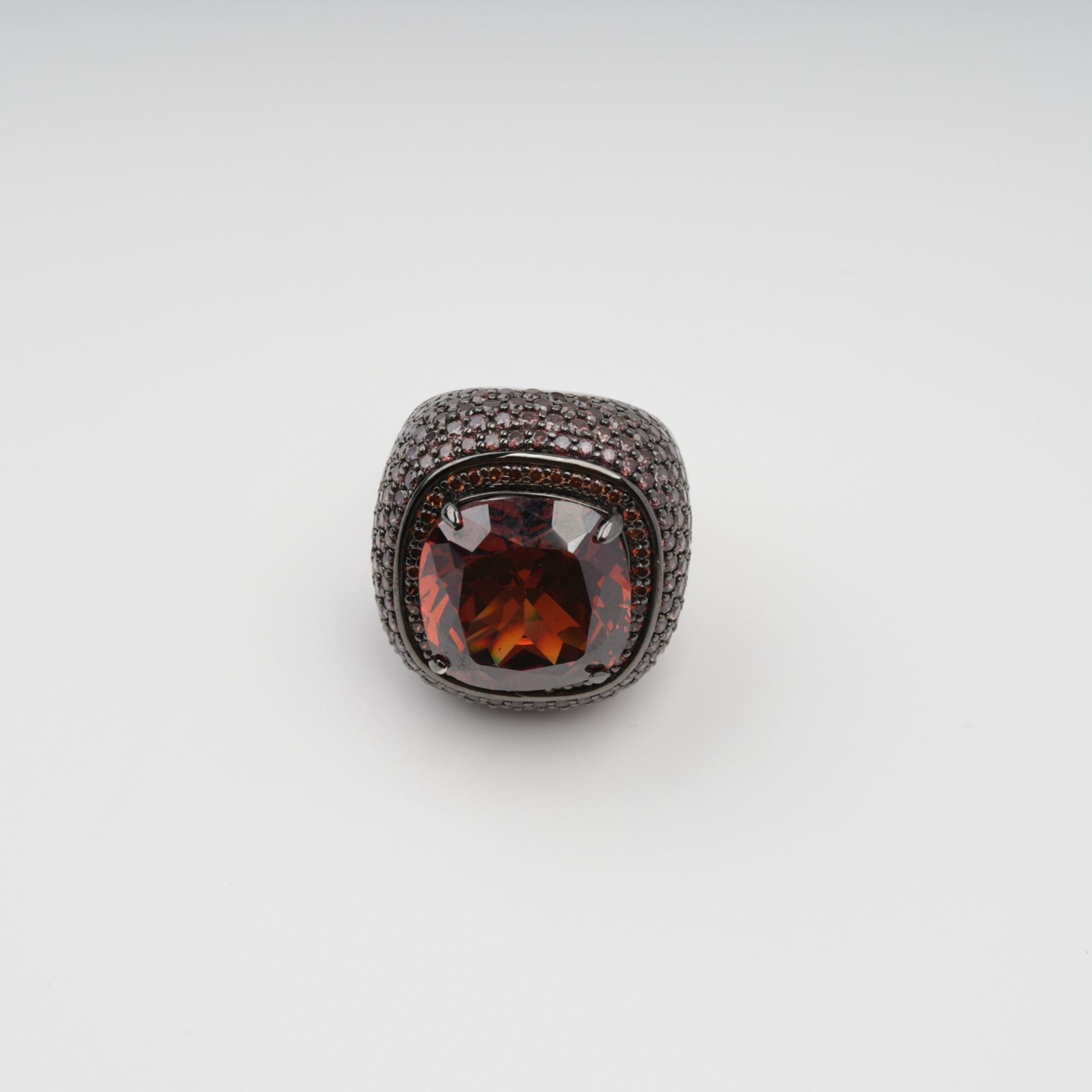 Astrale Brown Chunky Rectangular Gemstone Band Ring