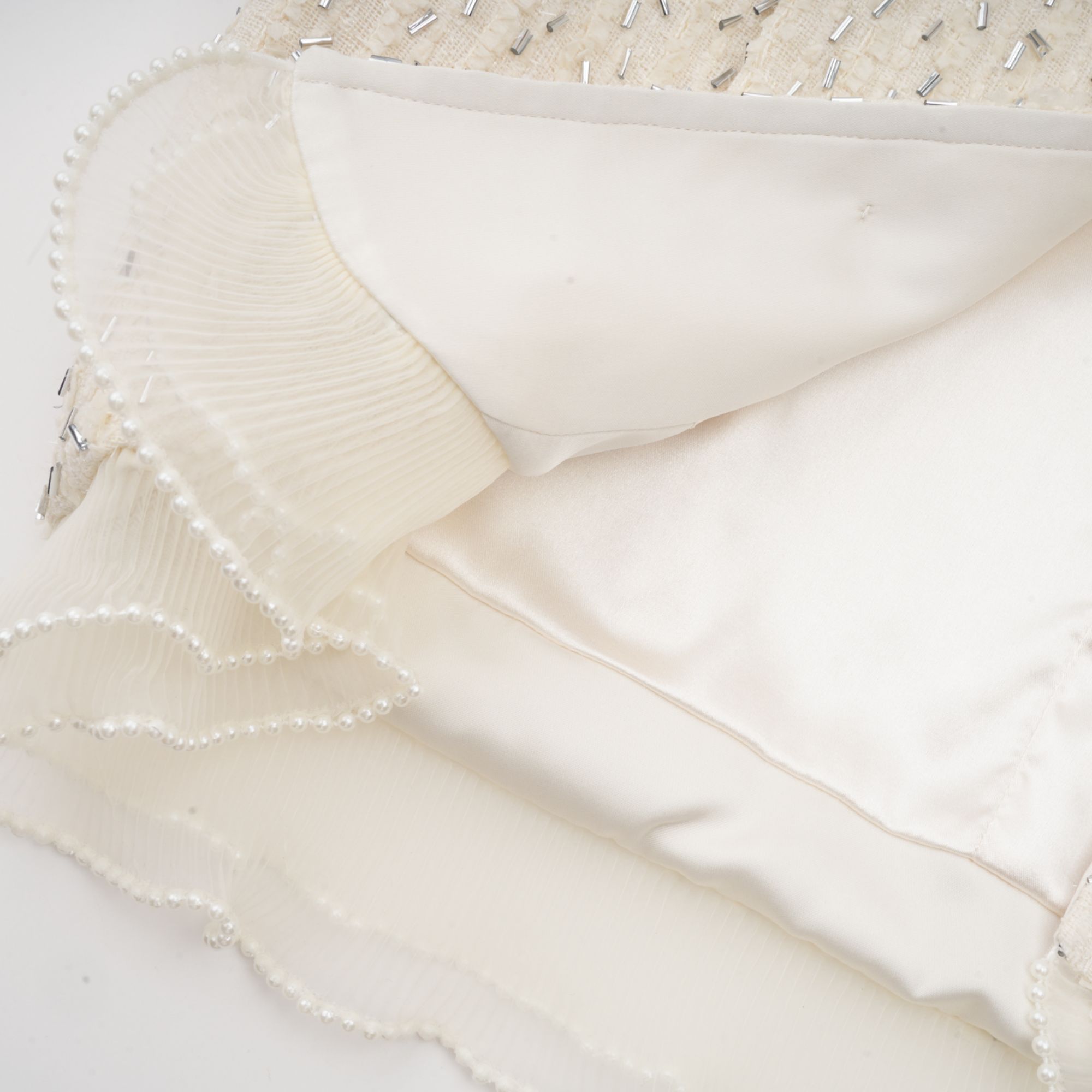 Blanche white beaded ruffle cropped jacket (Final Sale-US Only)
