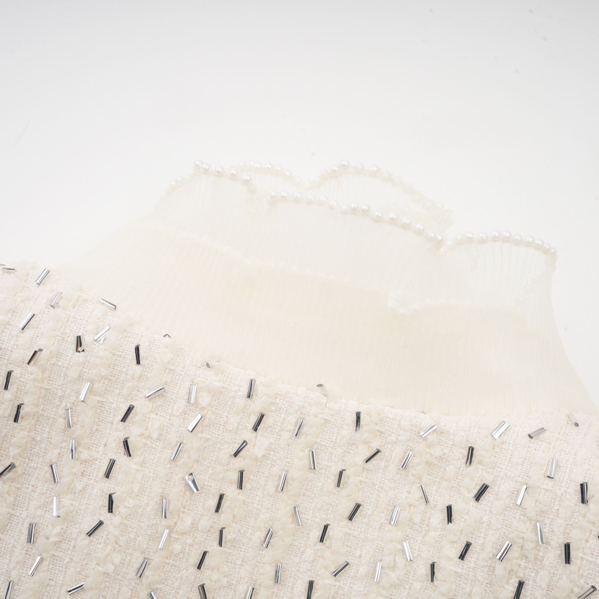Blanche white beaded ruffle cropped jacket (Final Sale-US Only)