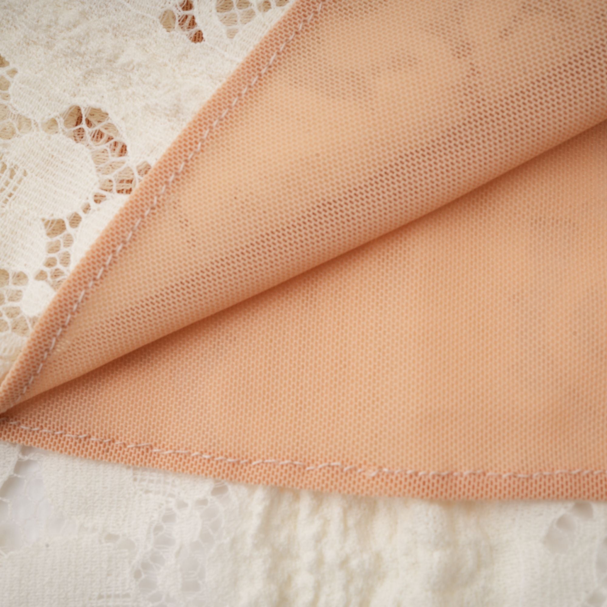 Émeline floral lace flared-cuff mini dress in Neutrals