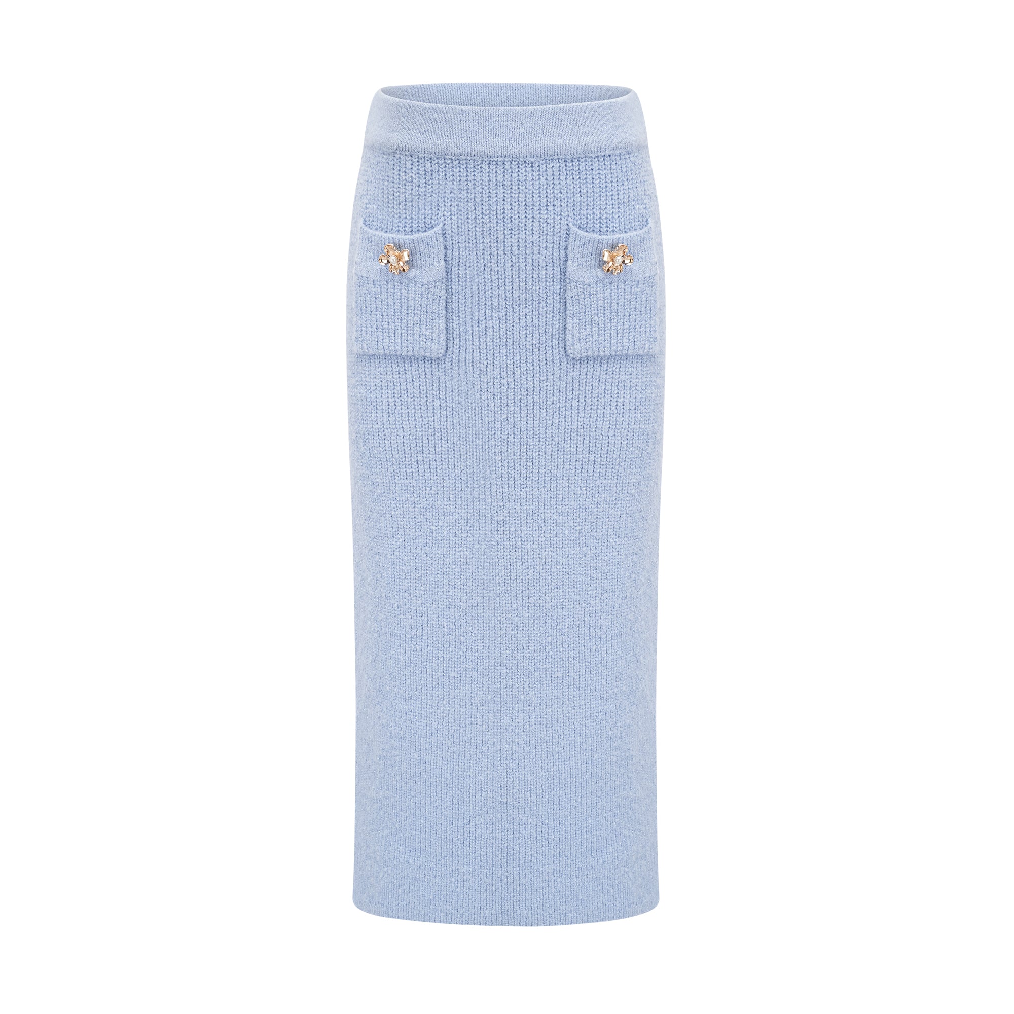 Chantal Blue Knit Two-Piece Blouse and Skirt Set (Final Sale-US Only)