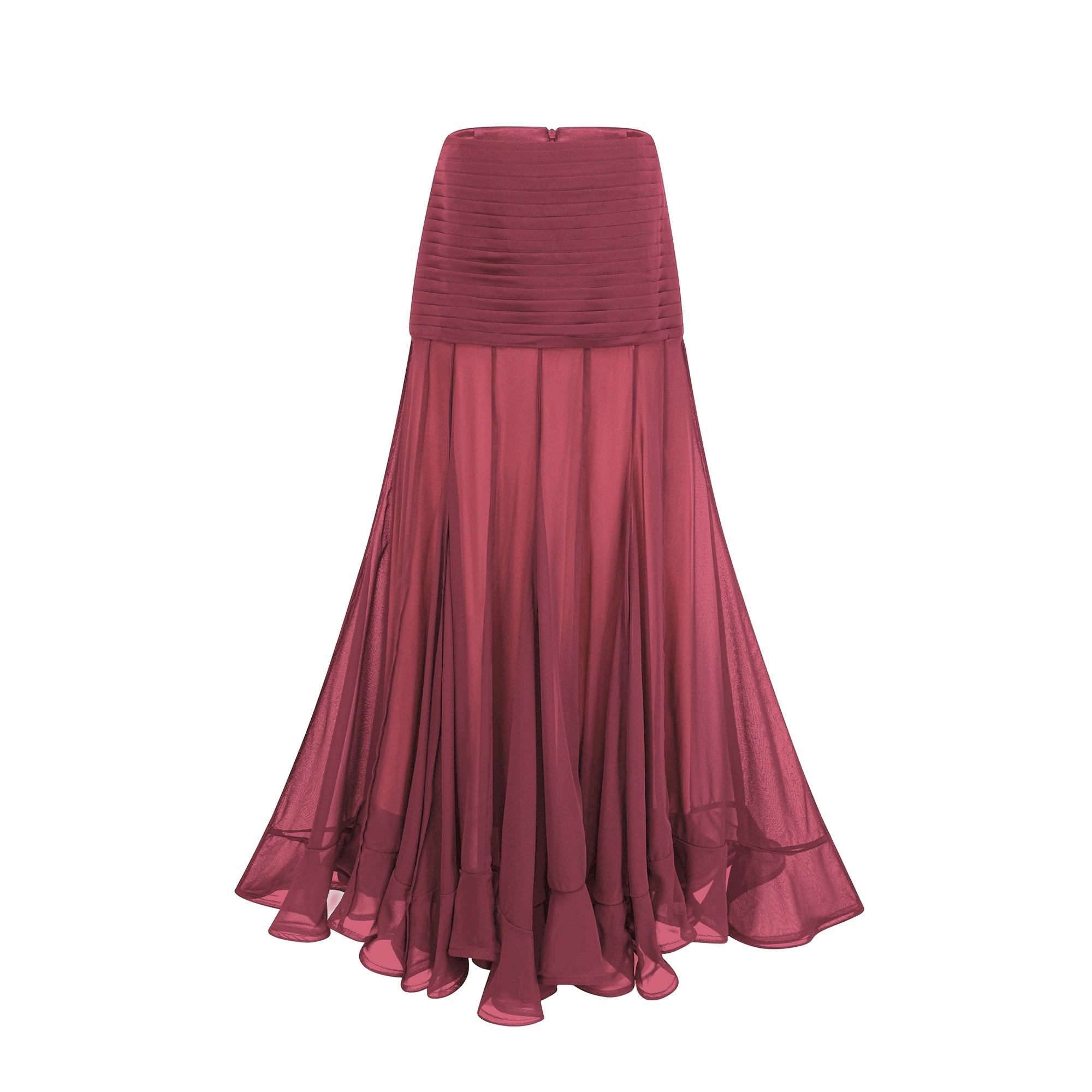 Jacqueline rayon ruffle pleated tulle maxi skirt (Final Sale-US Only)