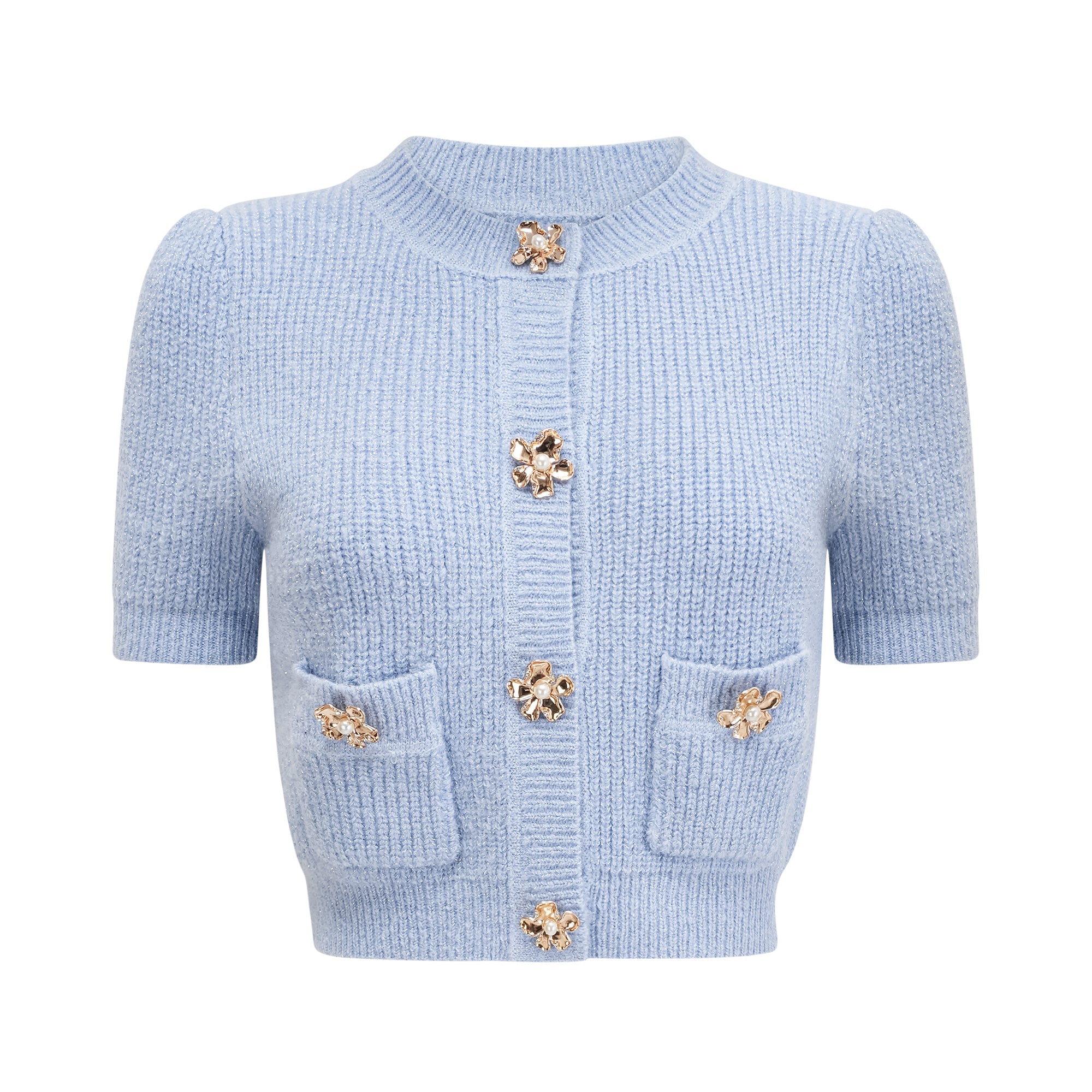 Chantal Blue Knit Two-Piece Blouse and Skirt Set (Final Sale-US Only)