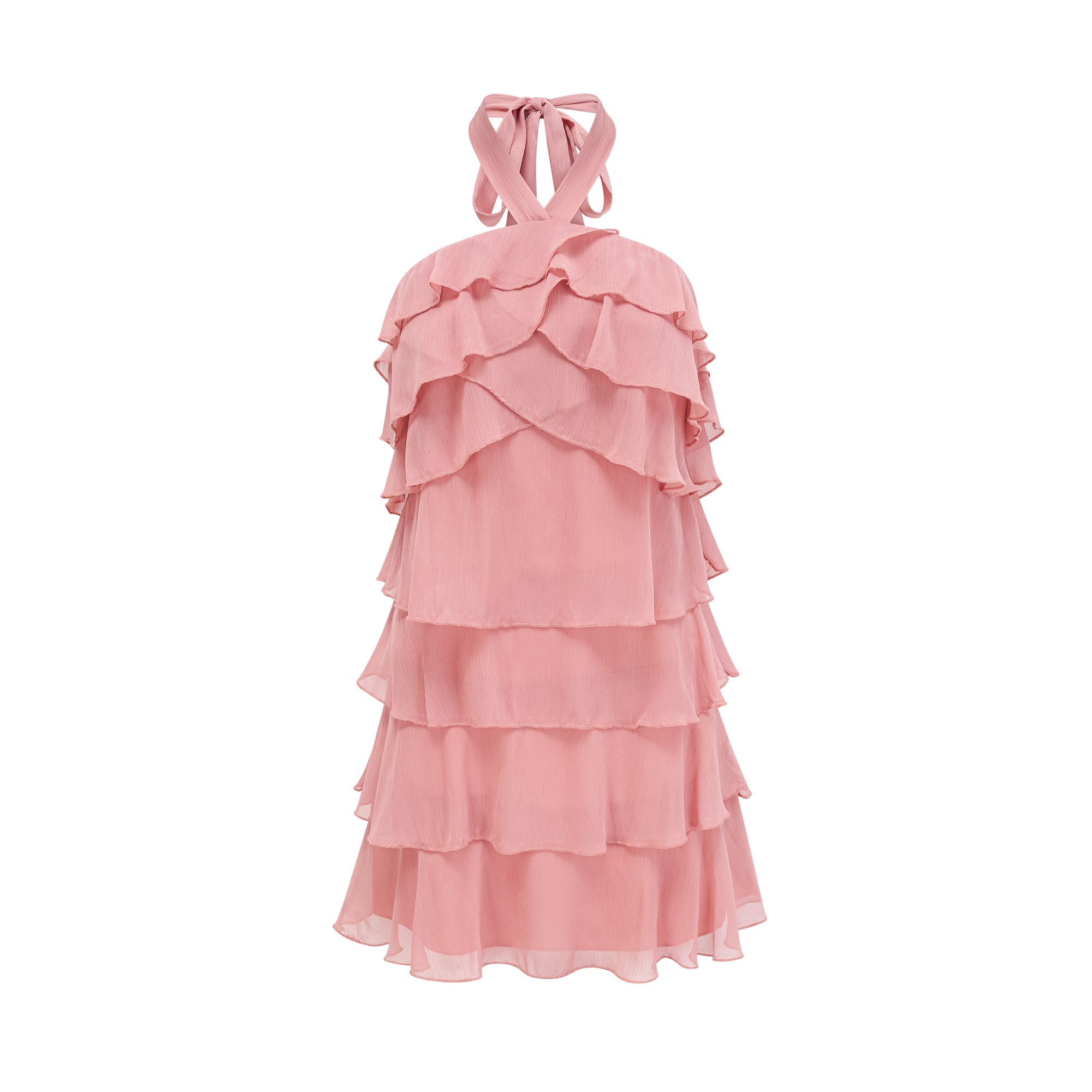 Briar pink tiered halterneck mini dress (Final Sale)