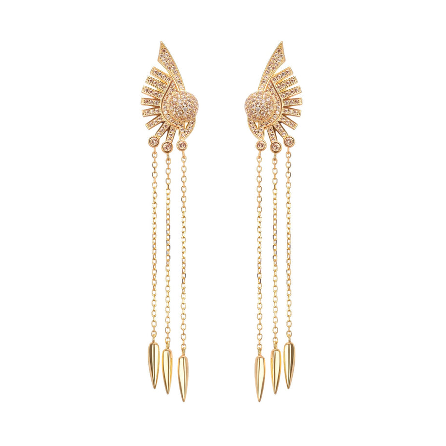 Balch Gold Tone Sun Motif Dangle Silver Earrings