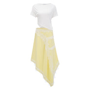 Fiamma Yellow Gathered Lace Panel Maxi Dress