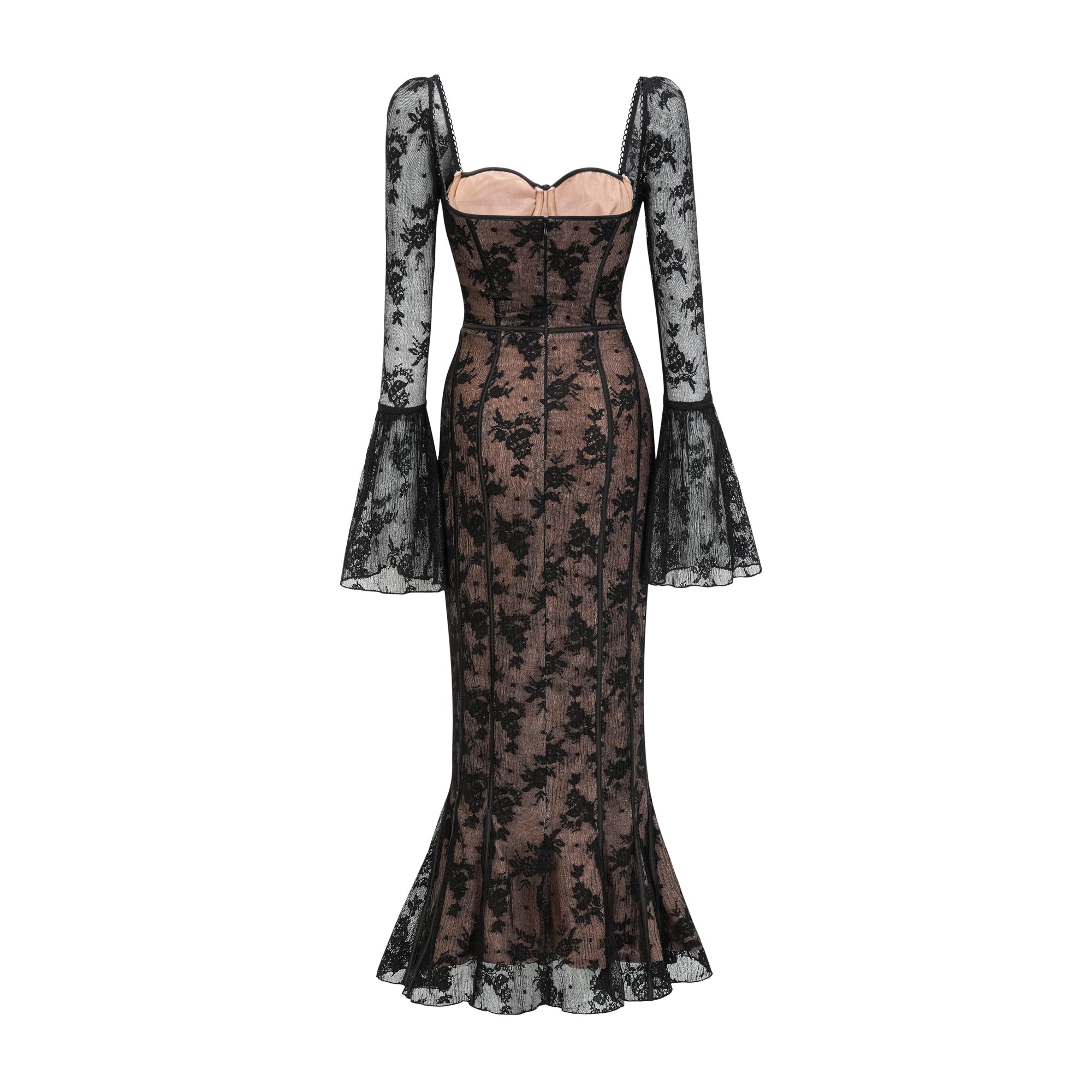 Marlene Black Flared Lace Maxi Dress (Final Sale-US Only)