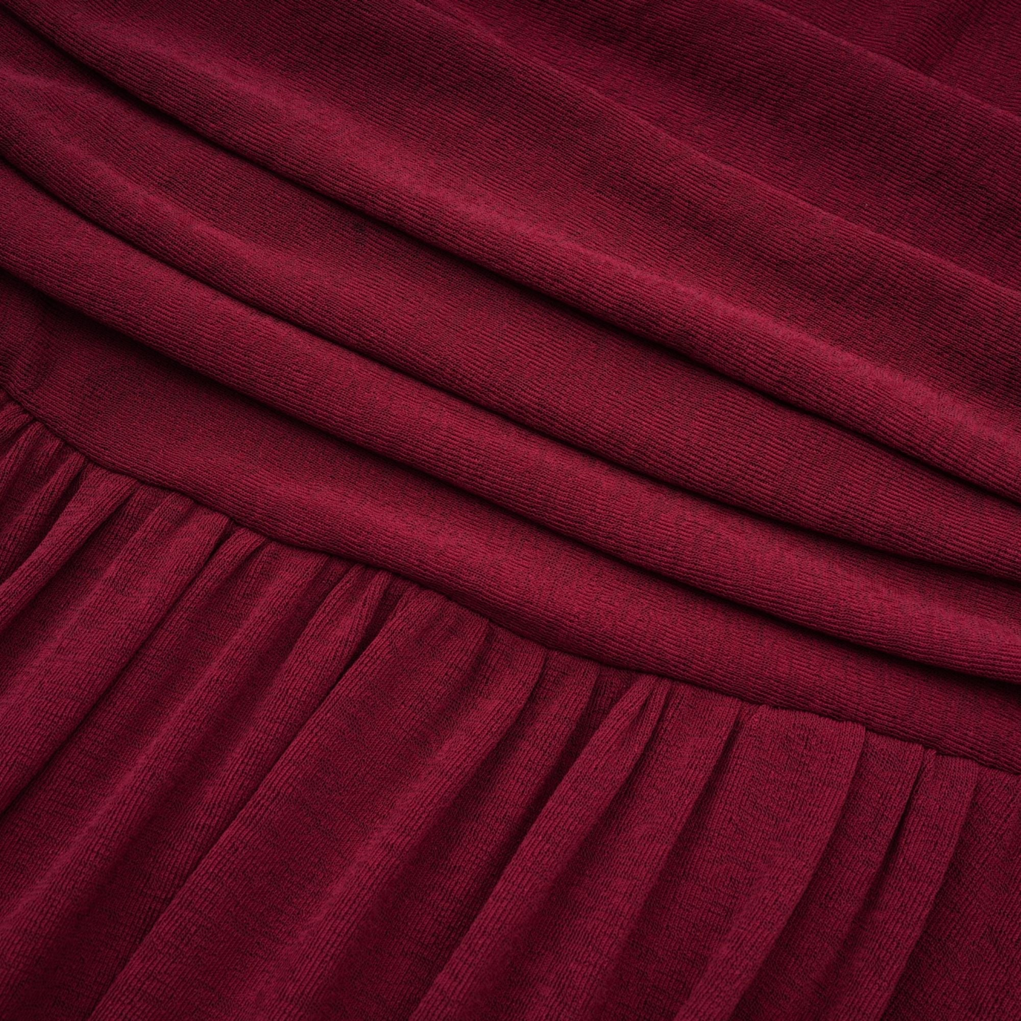 Camille red flap-designed ruched midi dress