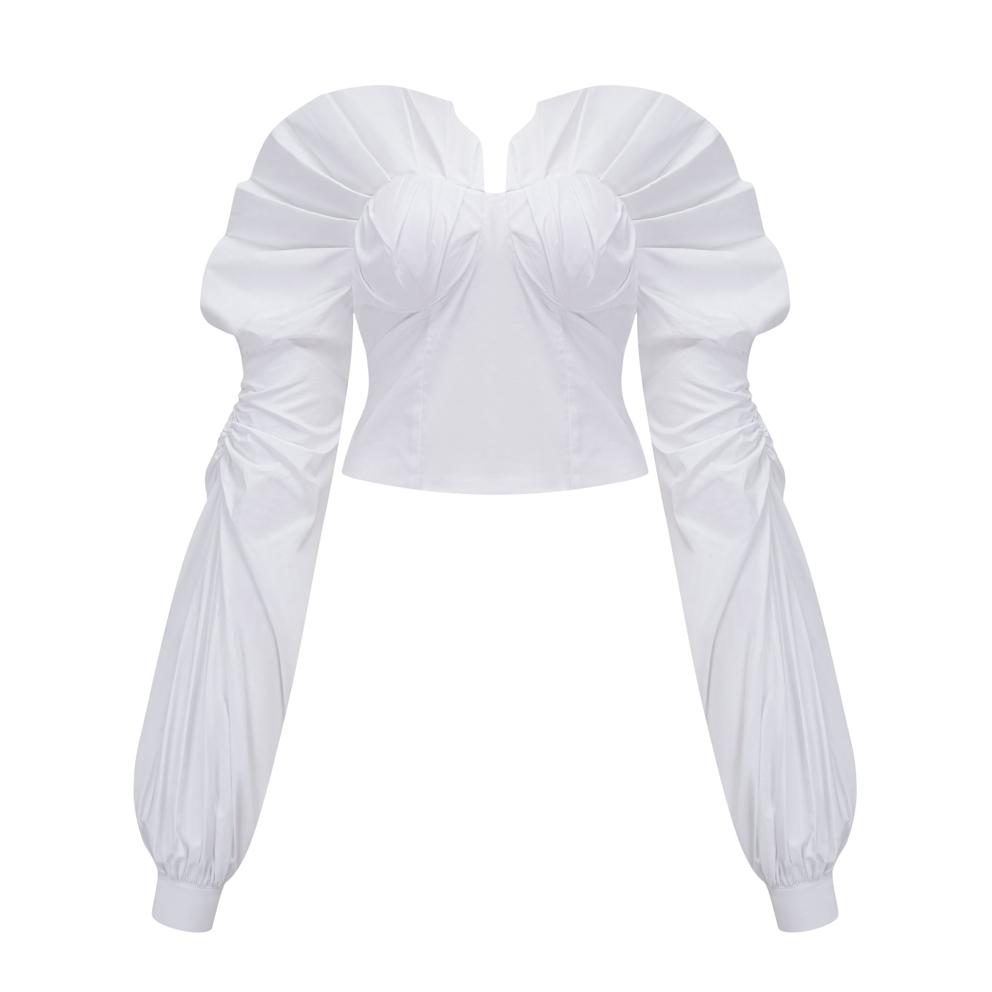 Alicia White Ruched Blouse & Skirt Set