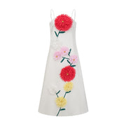 Véronique white 3d-petal sleeveless midi dress (Final Sale-US Only)