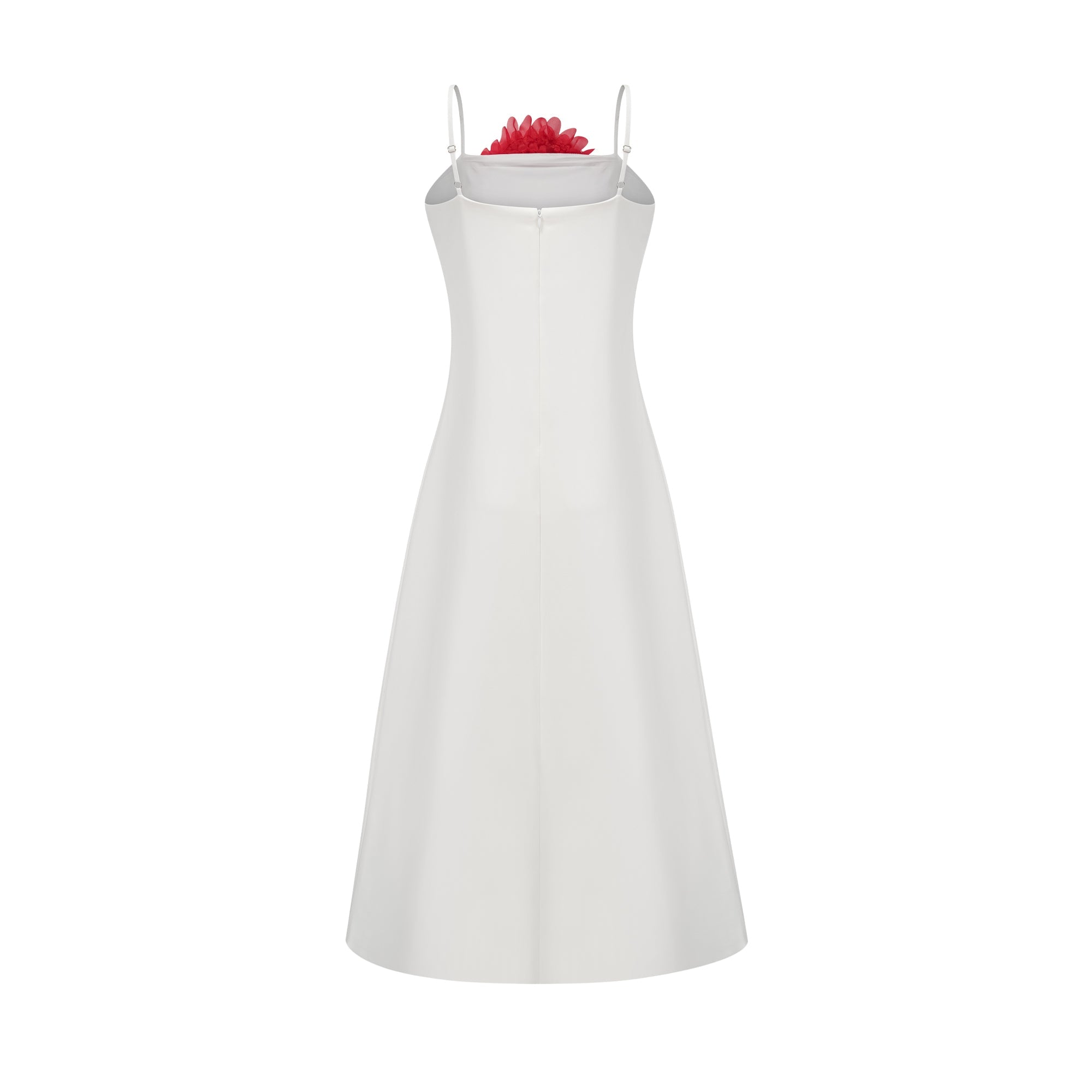 Véronique white 3d-petal sleeveless midi dress (Final Sale-US Only)