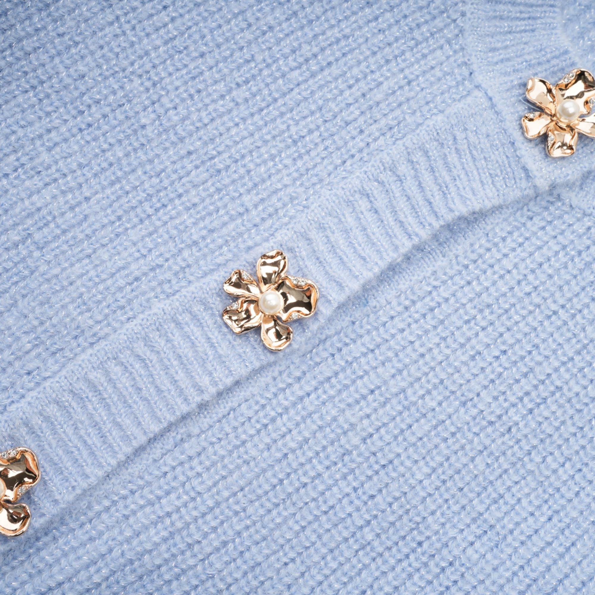 Chantal Blue Knit Two-Piece Blouse and Skirt Set (Final Sale-US Only)