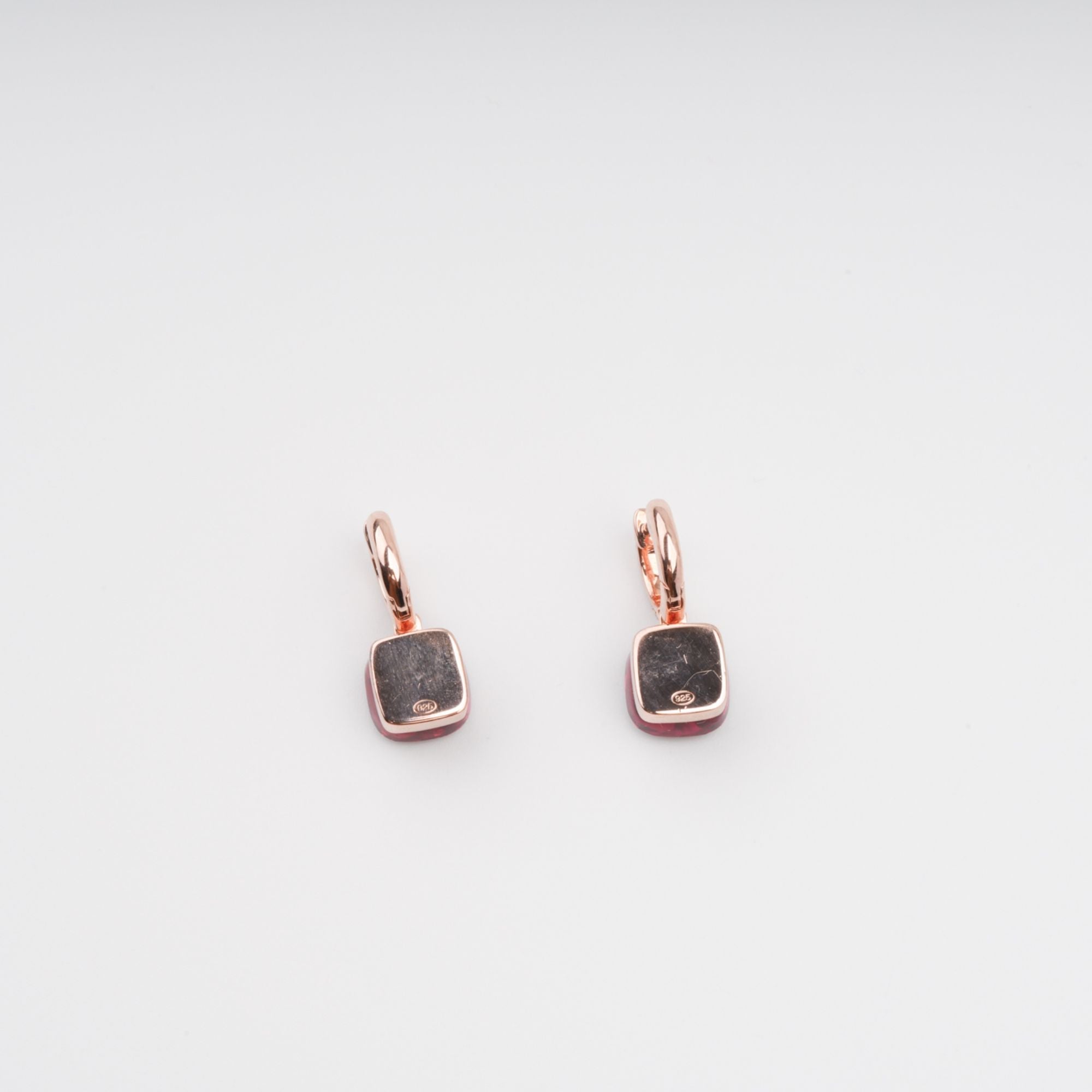Aava Red Cushion Cut Gemstone Hoop Sterling Silver Earrings