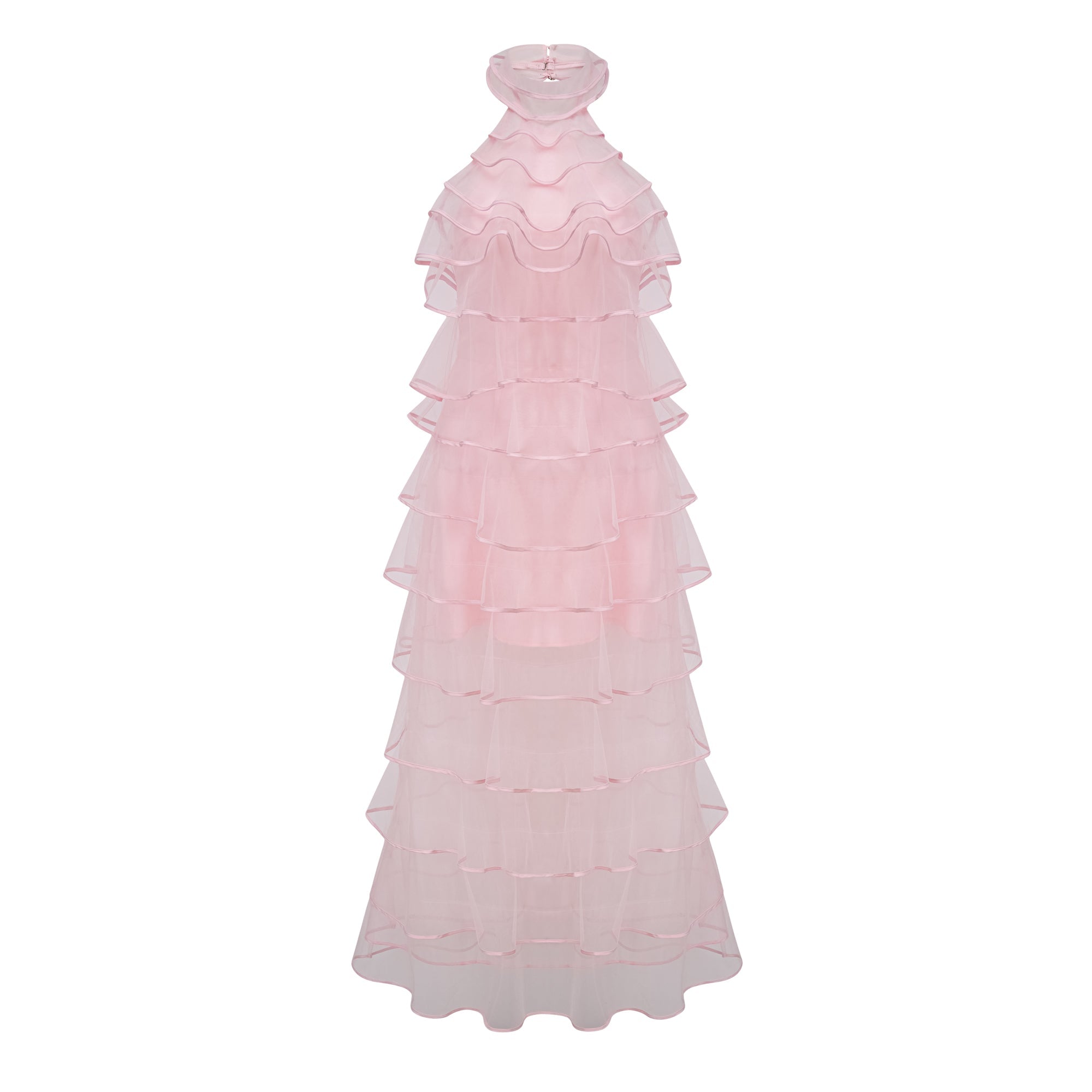 Nonchalante Pink Tiered Halterneck Maxi Dress (Final Sale-US Only)