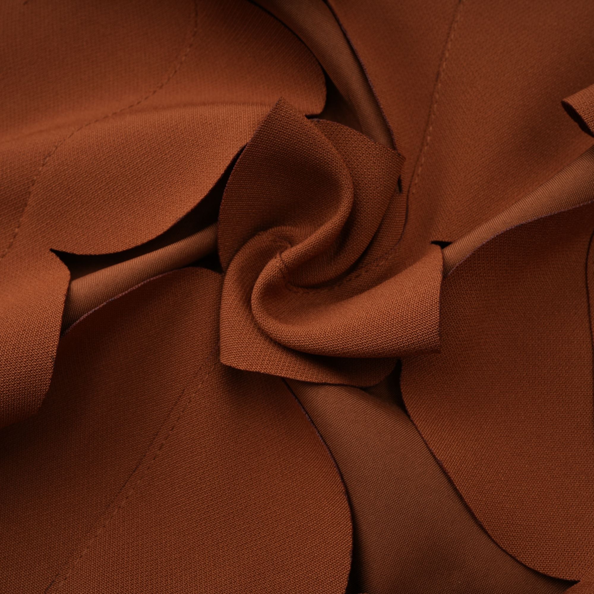 Daphné Brown Off Shoulder Scalloped Midi Dress