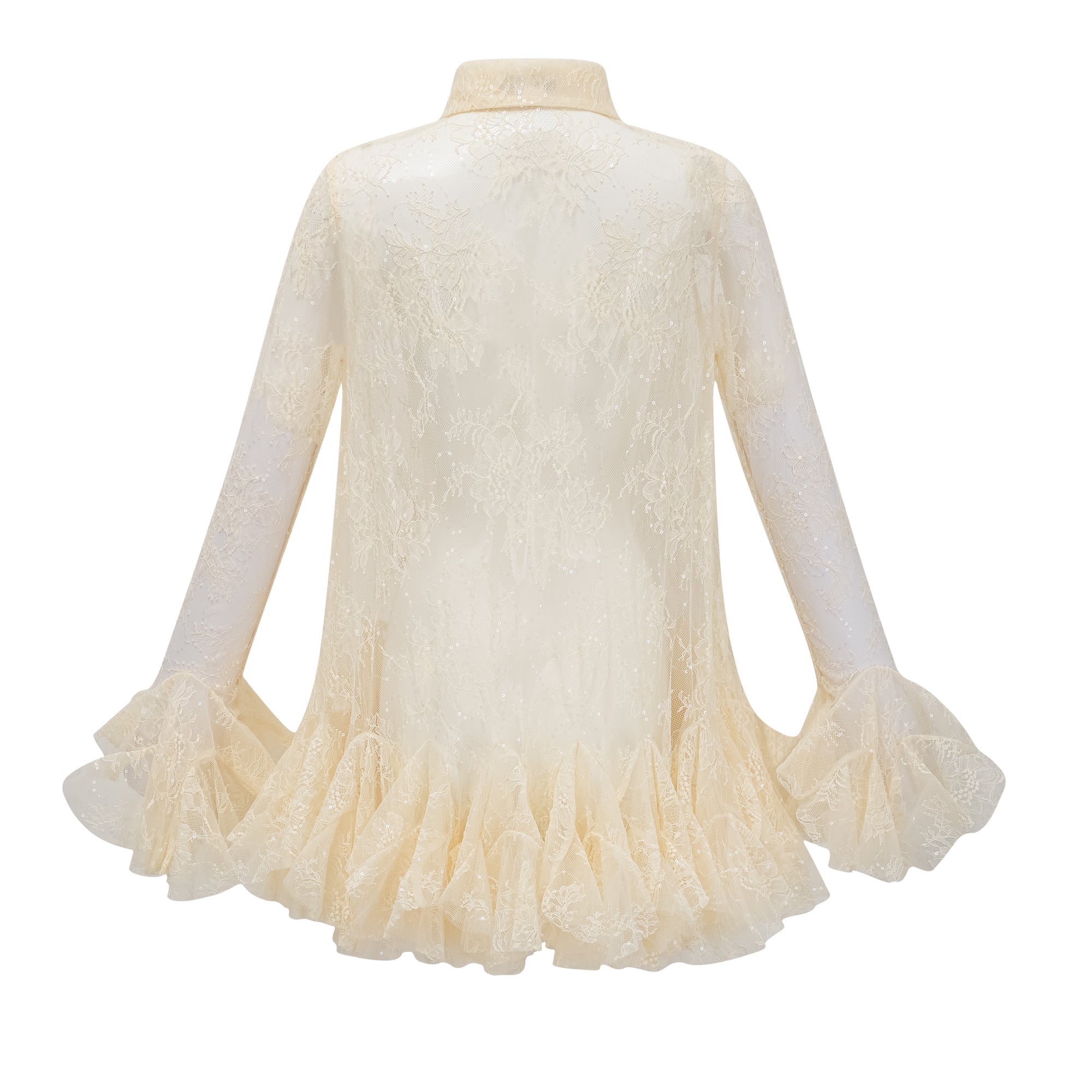 Ingrid Neutral Peplum Floral Lace Blouse