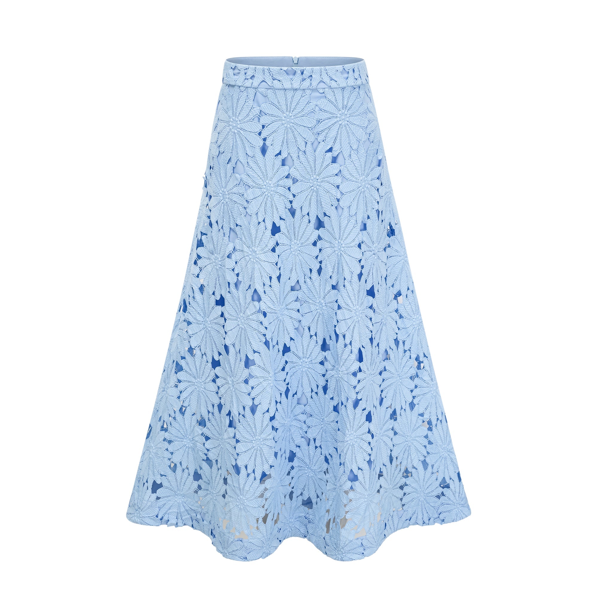 Audrey blue guipure-lace top & skirt matching set (Final Sale-US Only)