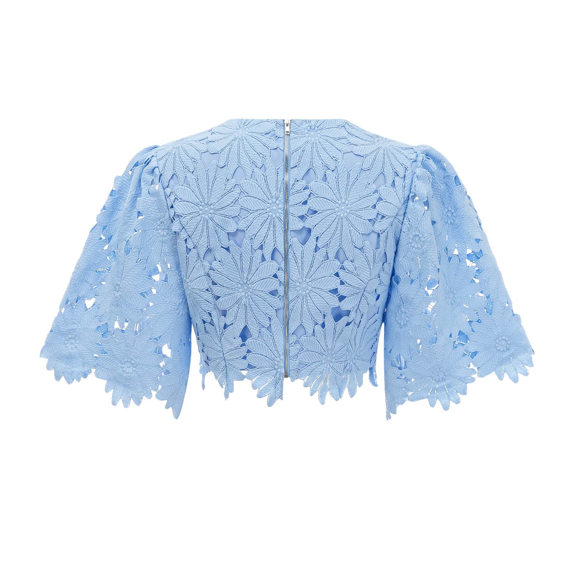Audrey blue guipure-lace top & skirt matching set (Final Sale-US Only)