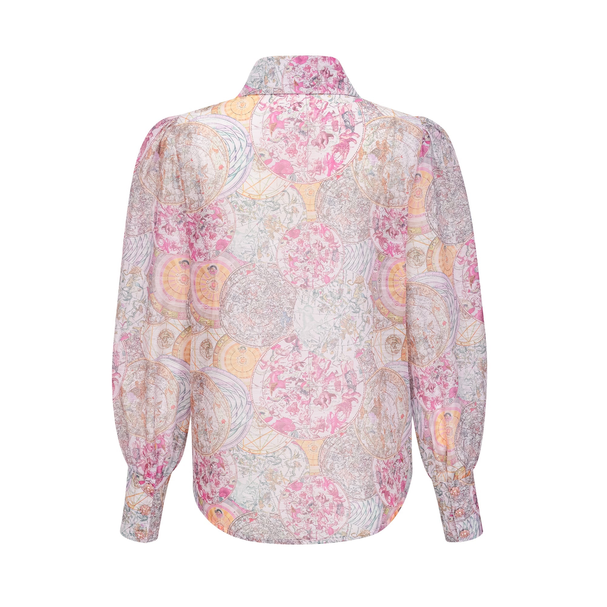 Cherry pink pattern-print shirt & skirt matching set (Final Sale-US Only)