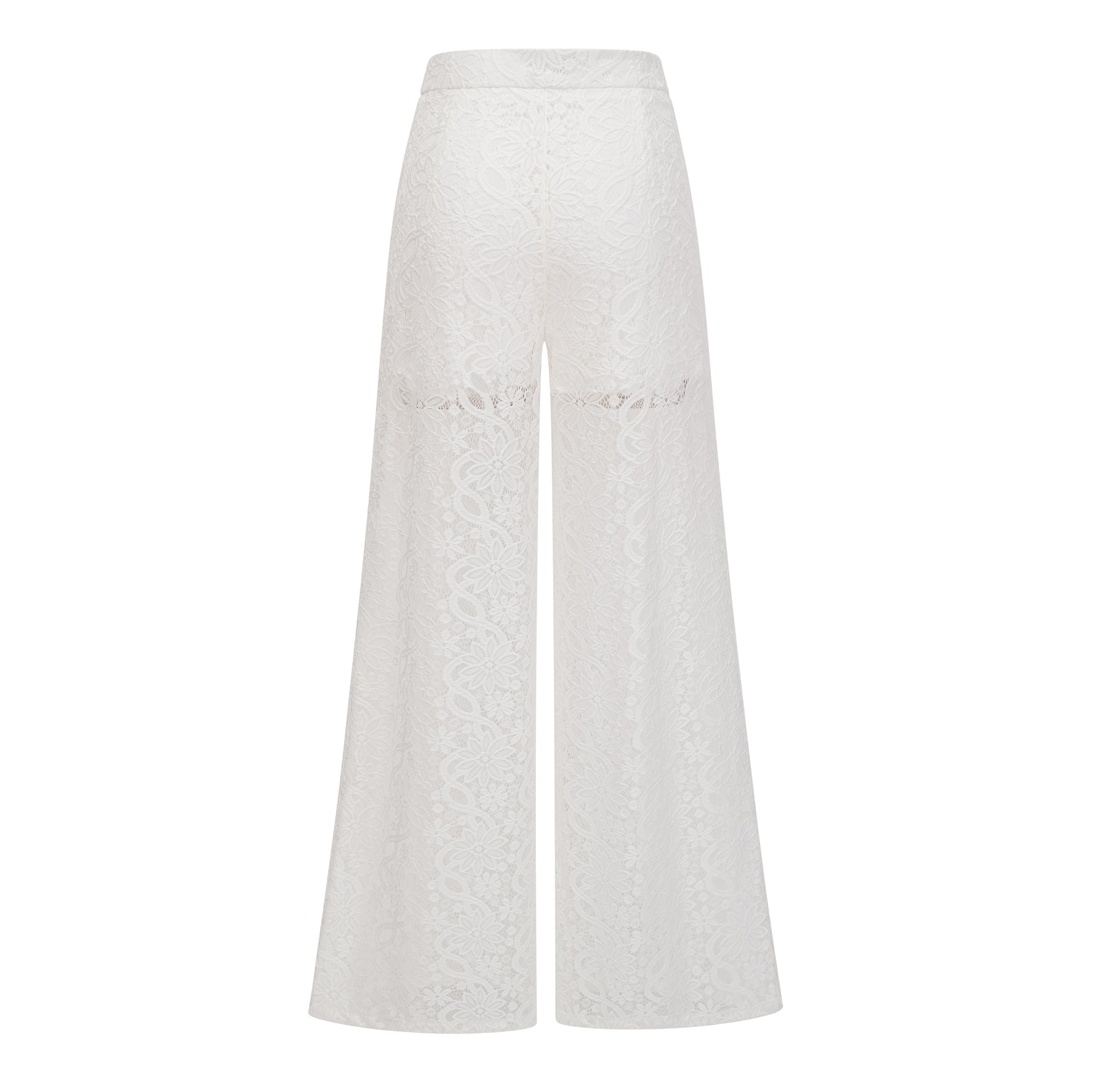 Loana White Floral Lace Top & Trousers Set